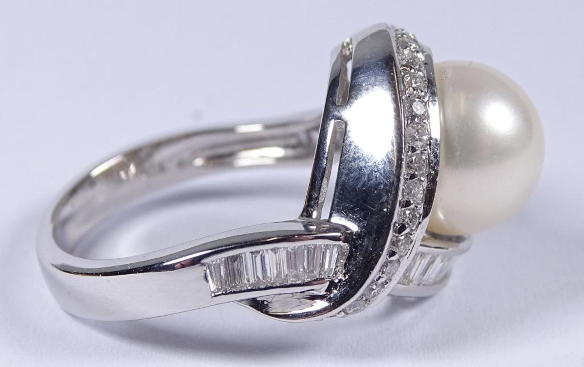 Ring,WG 750/000, Südseeperle d-9,4mm, 50 Diamanten, 8,1gr., RG 5 - Bild 3 aus 5