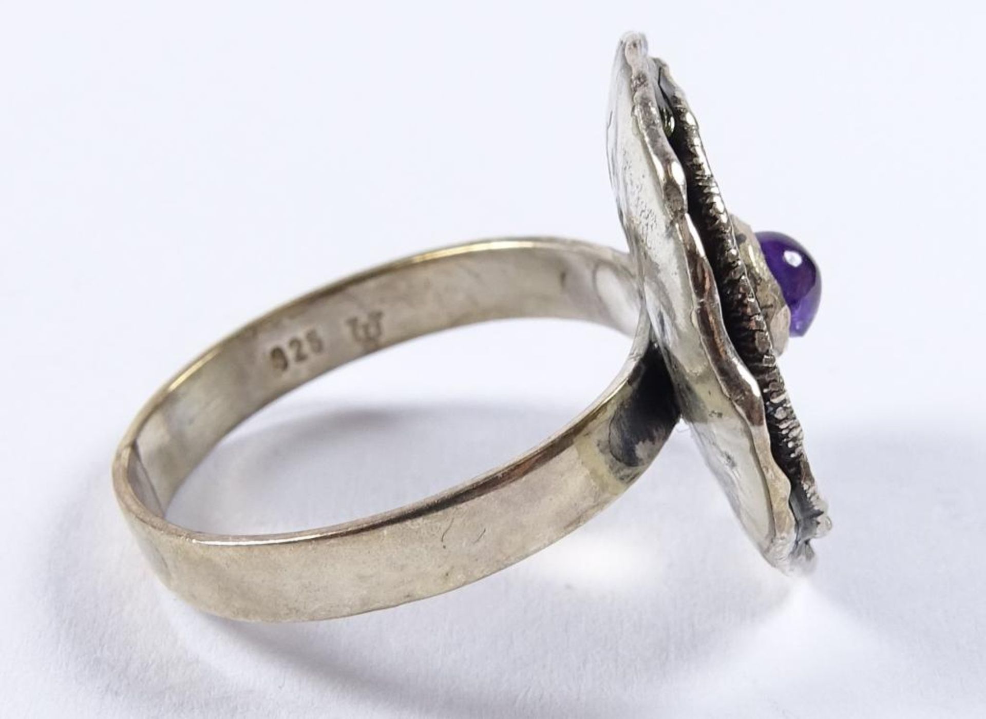 Ring, Silber -925- mit einem kleinem Amethyst, 4,4gr., RG 55, Kopf d-1,9cm - Bild 4 aus 7