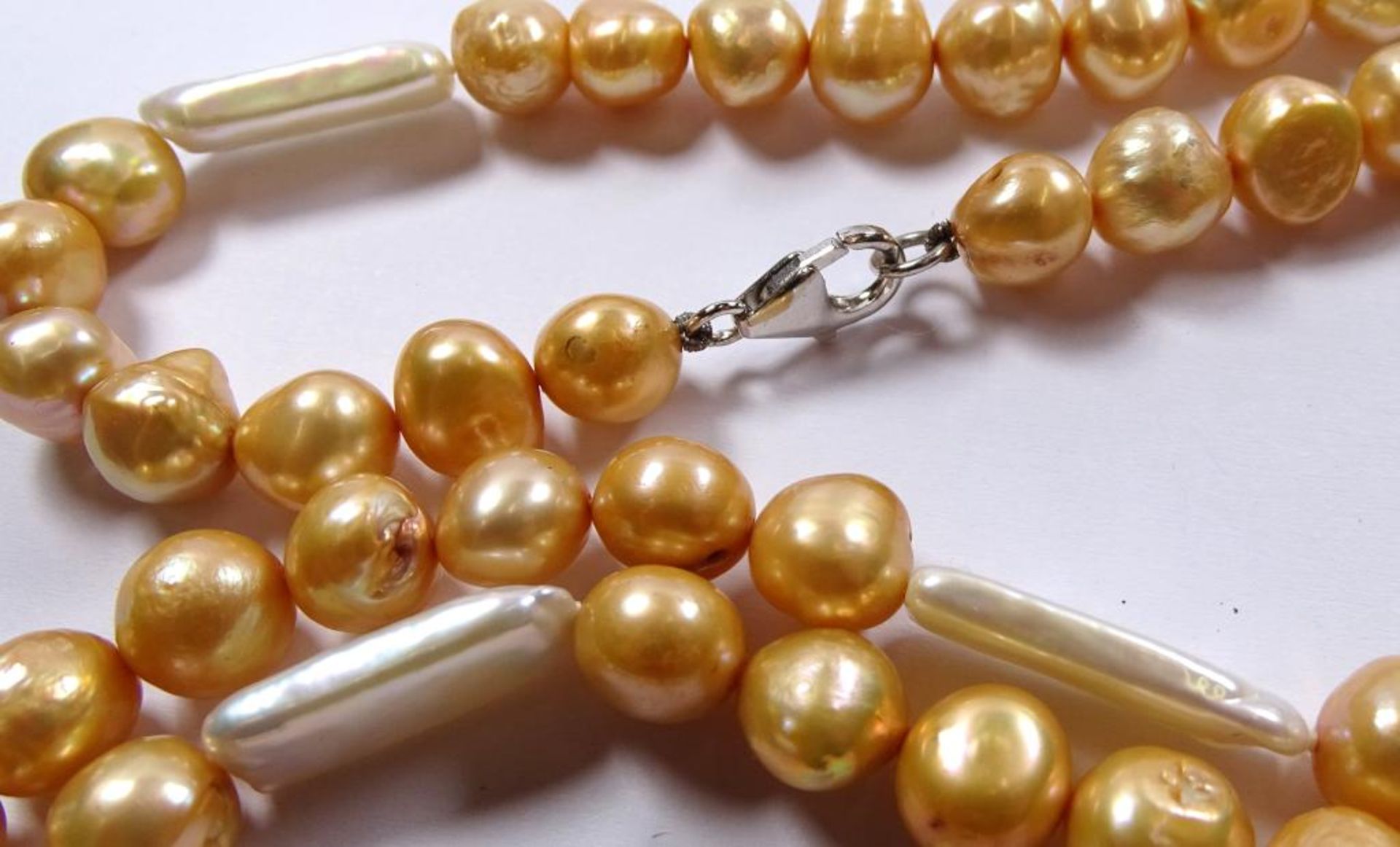 Lange Perlen Halskette, mit Silberschliesse -925-, ca.L- 98 cm - Bild 5 aus 5