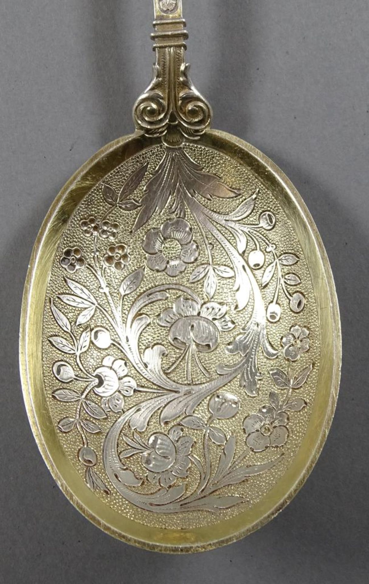 Prunklöffel,Silber -800-,leicht vergoldet,L-20cm, 82,6gr - Bild 2 aus 5