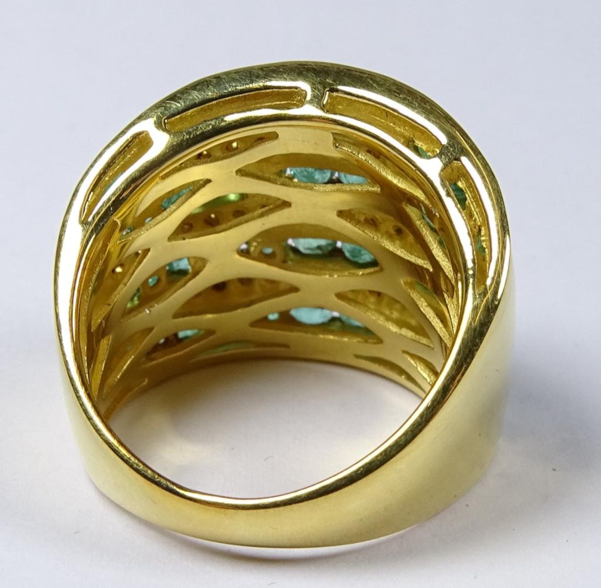 Smaragd Ring,Silber -925- vergoldet, RG 54 , 8,2gr. - Bild 4 aus 4