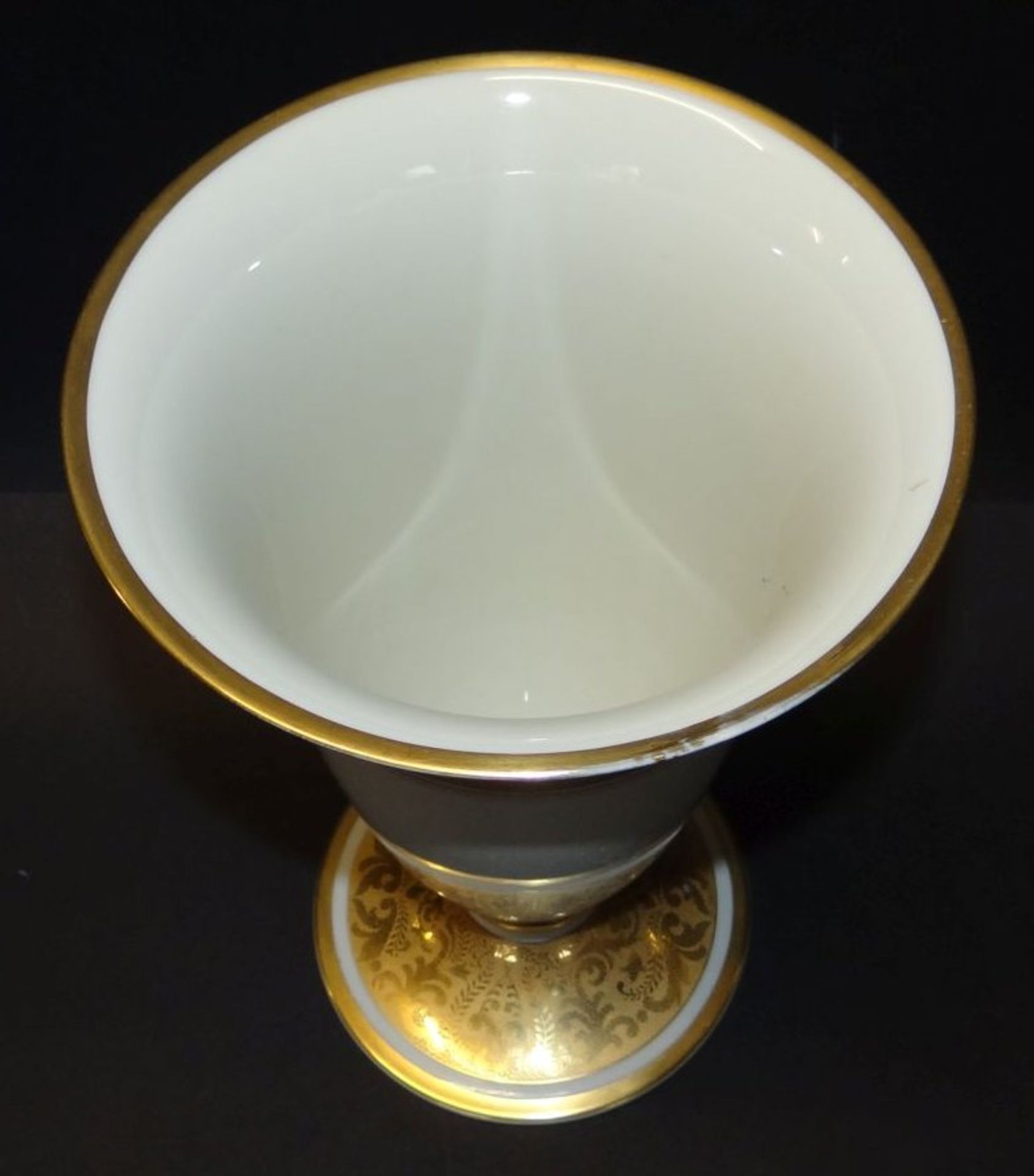 grosse Vase auf Stand "Rosenthal" Ätzgolddekor, um 1920, H-29 cm, D-oben 19 c - Bild 3 aus 6