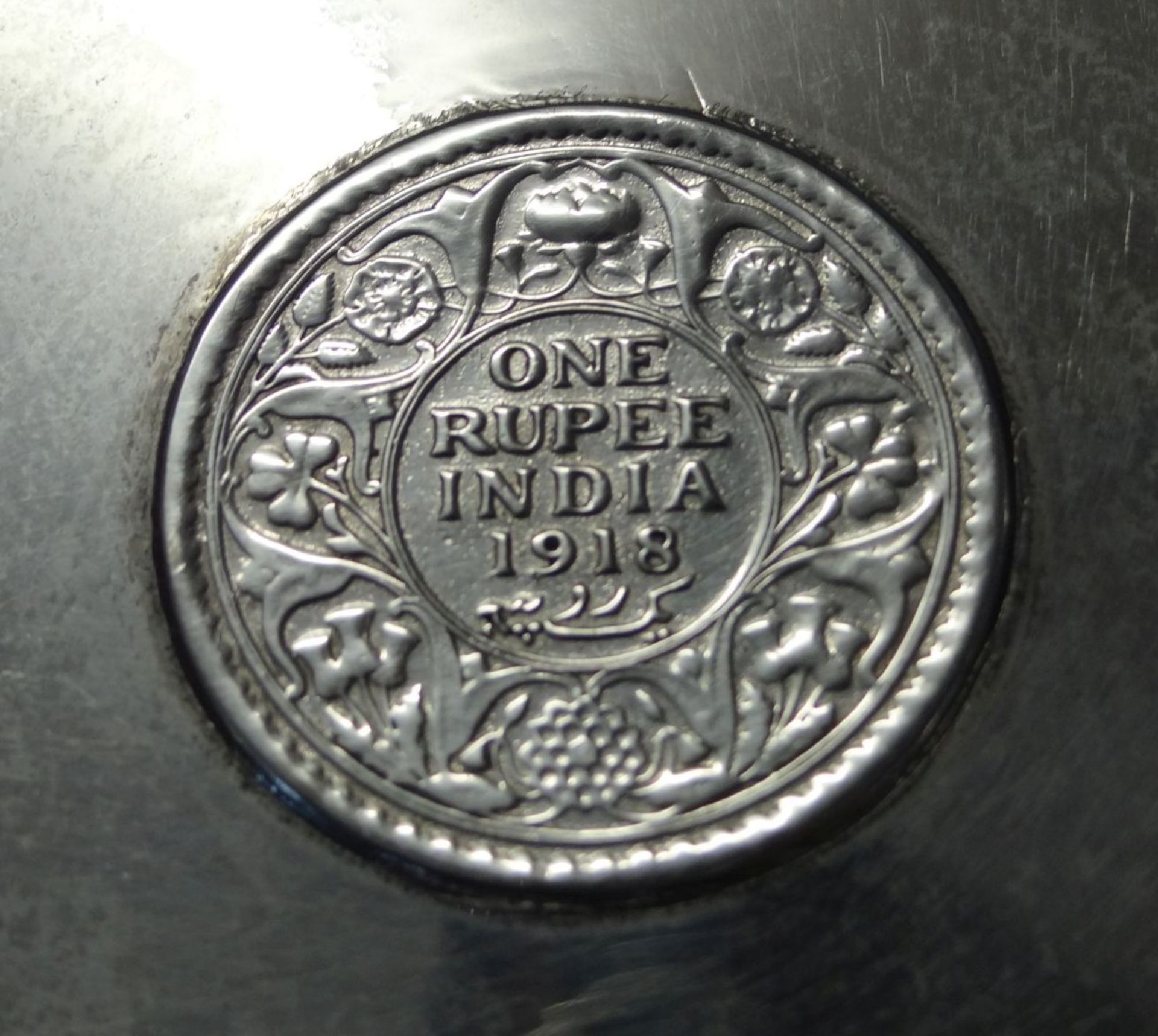 Silber-Münzschale, 1 Rupie, Indien 1918, D-10,5 cm, 82,6 gr - Bild 3 aus 5