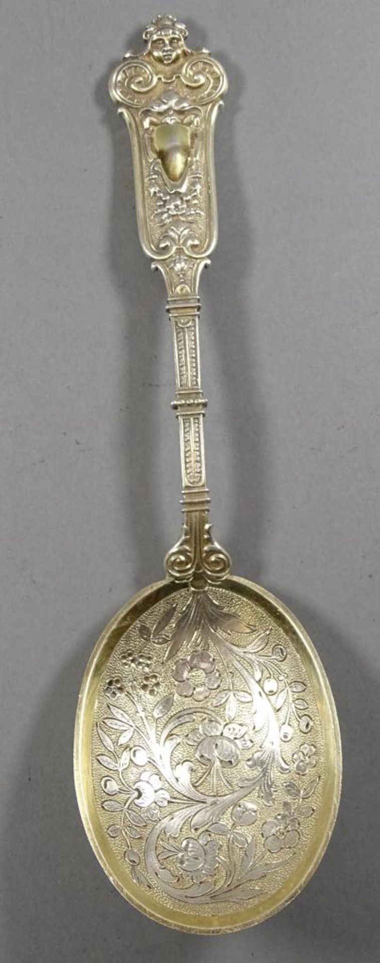 Prunklöffel,Silber -800-,leicht vergoldet,L-20cm, 82,6gr