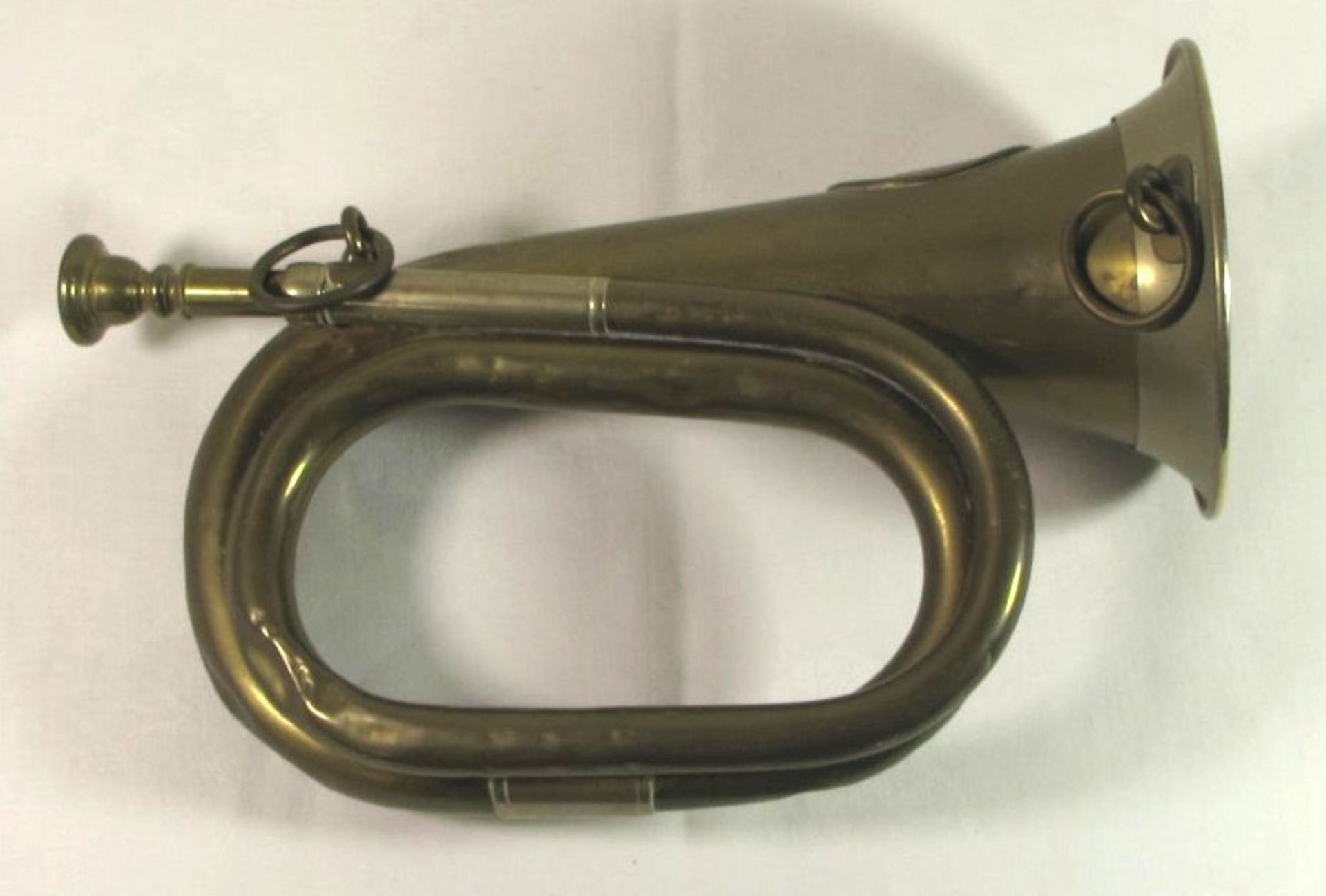 altes Horn, Messing, div. Dellen, L-28cm. - Bild 3 aus 3