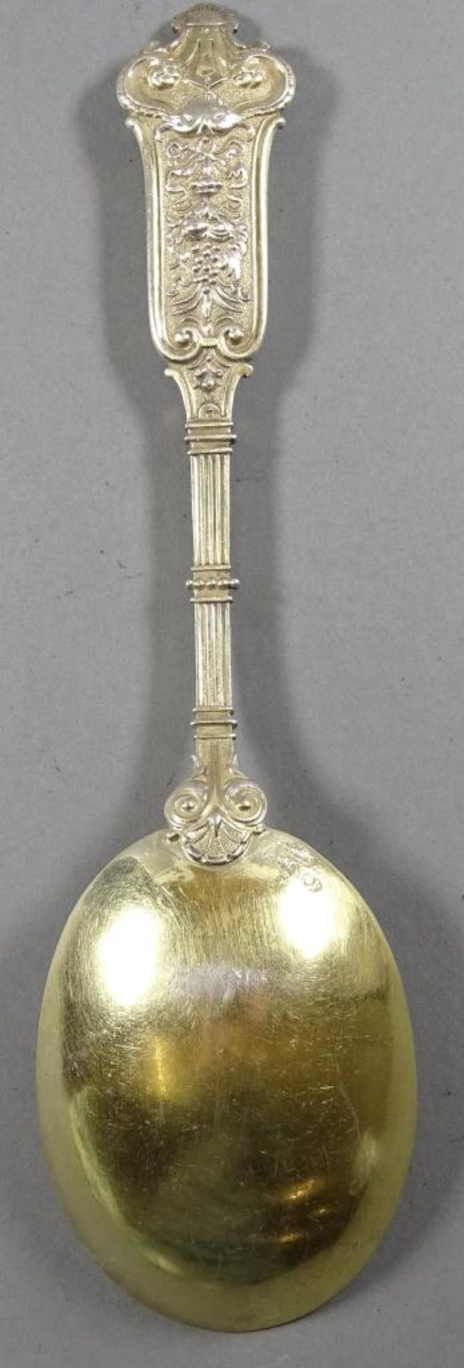 Prunklöffel,Silber -800-,leicht vergoldet,L-20cm, 82,6gr - Bild 4 aus 5