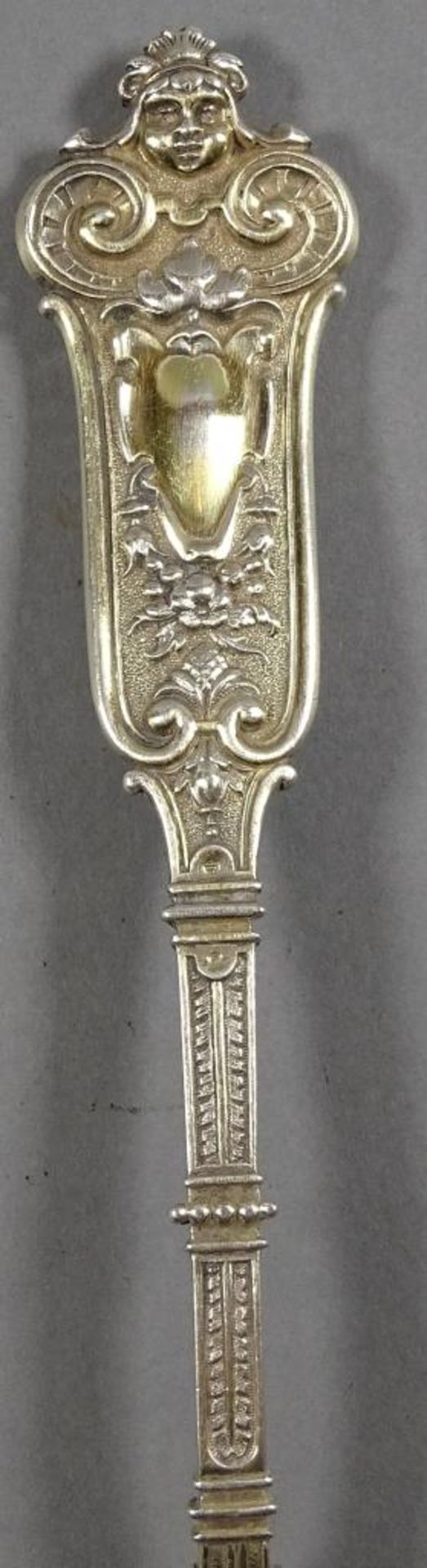 Prunklöffel,Silber -800-,leicht vergoldet,L-20cm, 82,6gr - Bild 3 aus 5