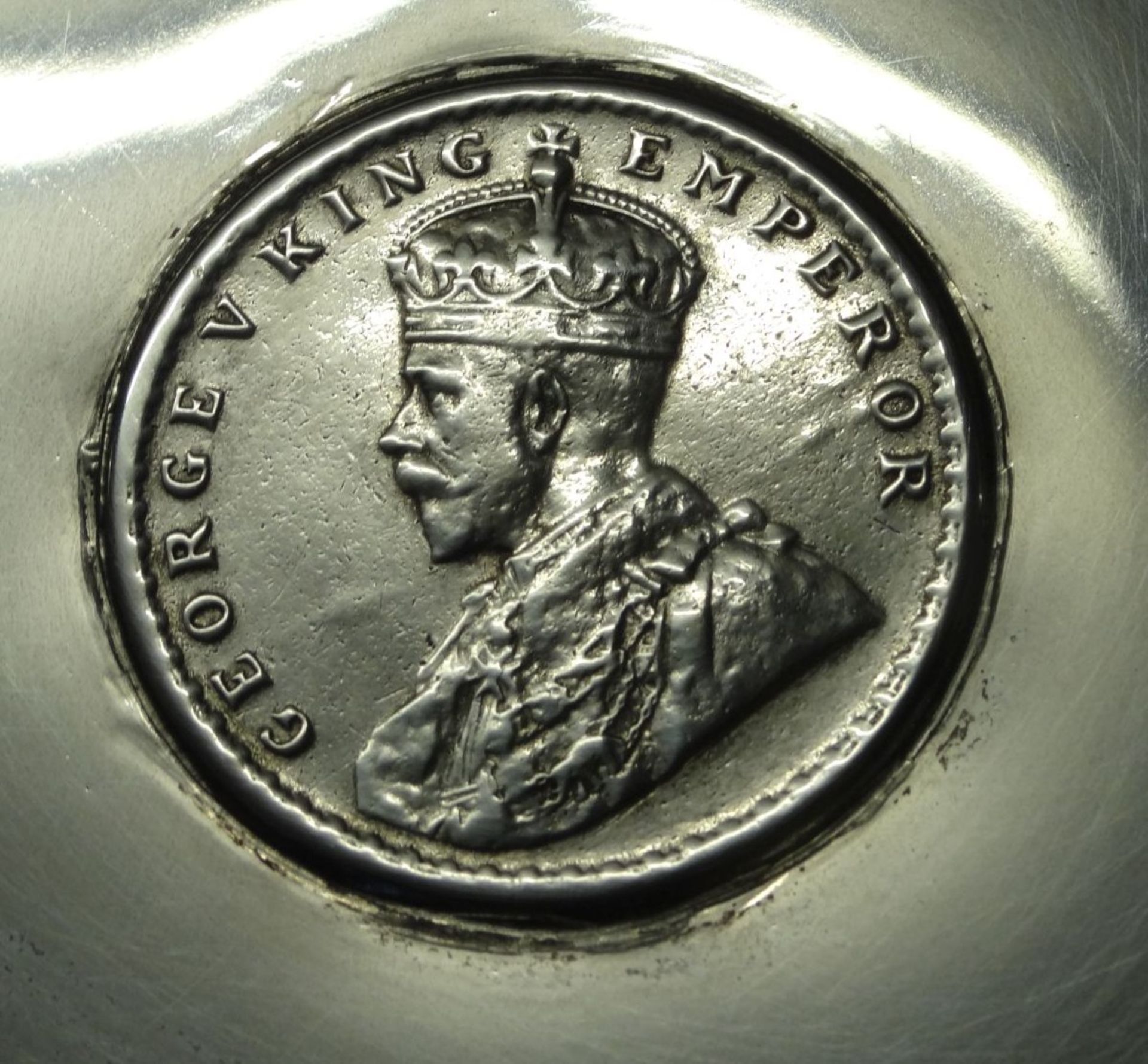 Silber-Münzschale, 1 Rupie, Indien 1918, D-10,5 cm, 82,6 gr - Bild 4 aus 5