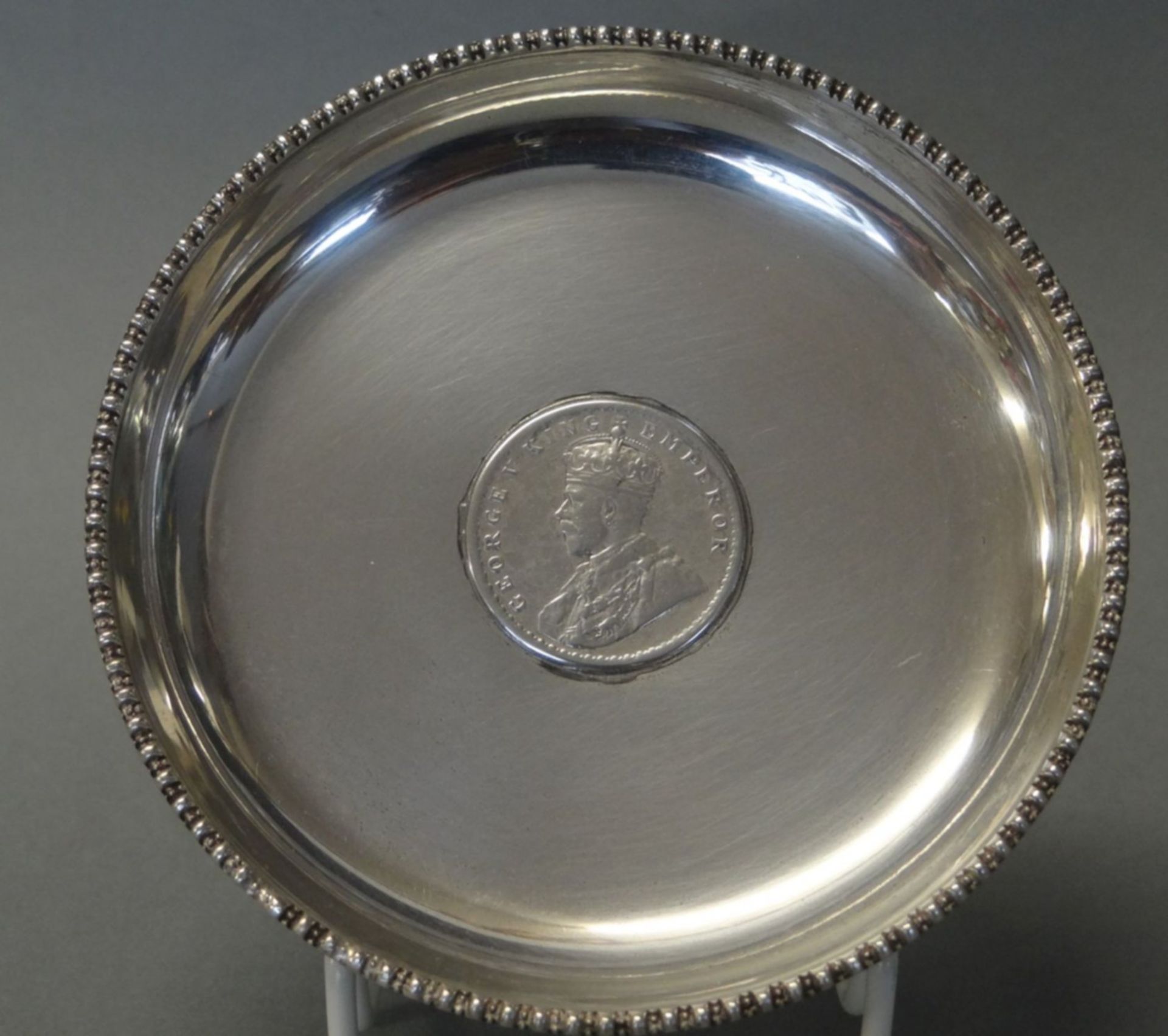 Silber-Münzschale, 1 Rupie, Indien 1918, D-10,5 cm, 82,6 gr