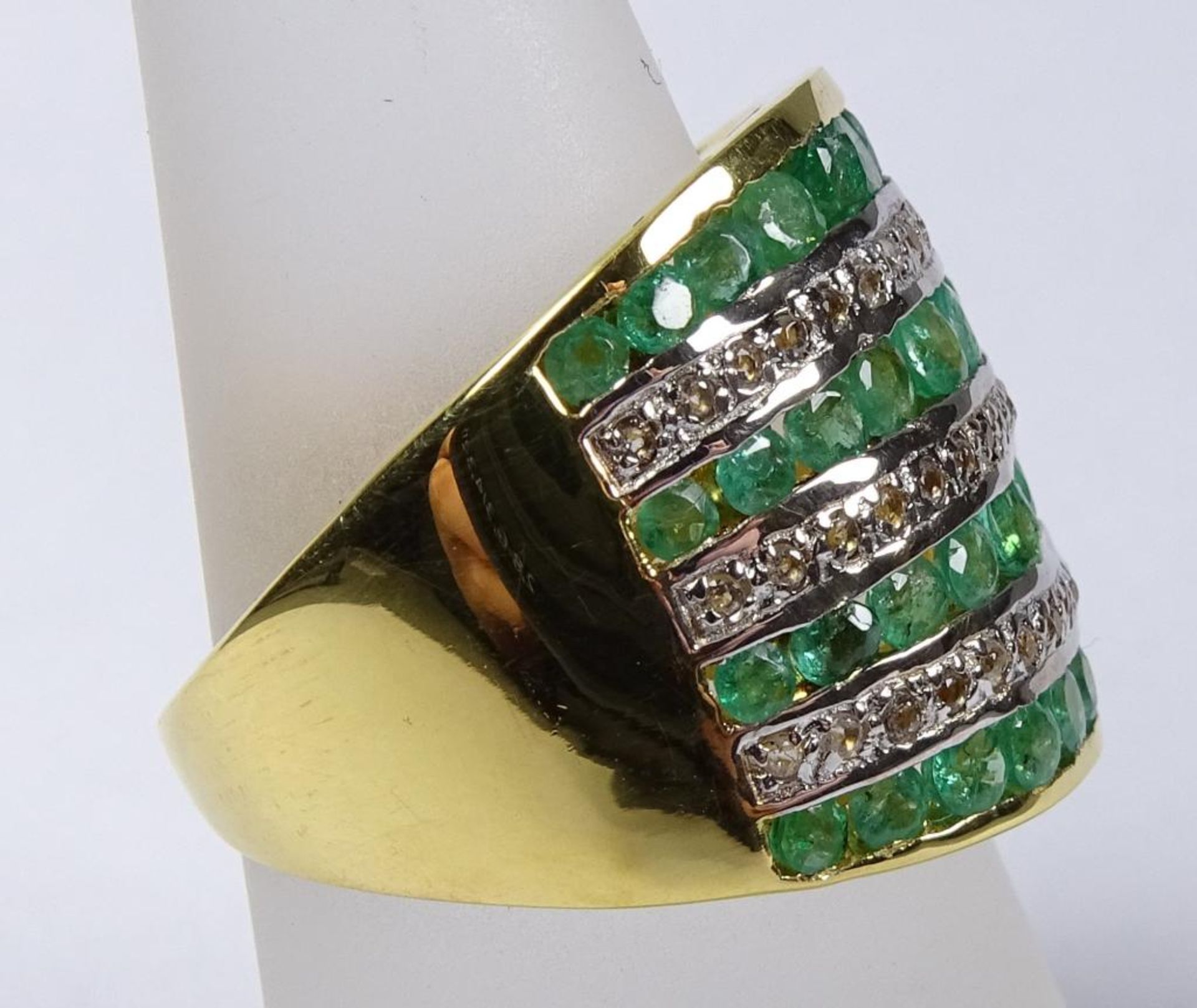 Smaragd Ring,Silber -925- vergoldet, RG 54 , 8,2gr. - Bild 2 aus 4