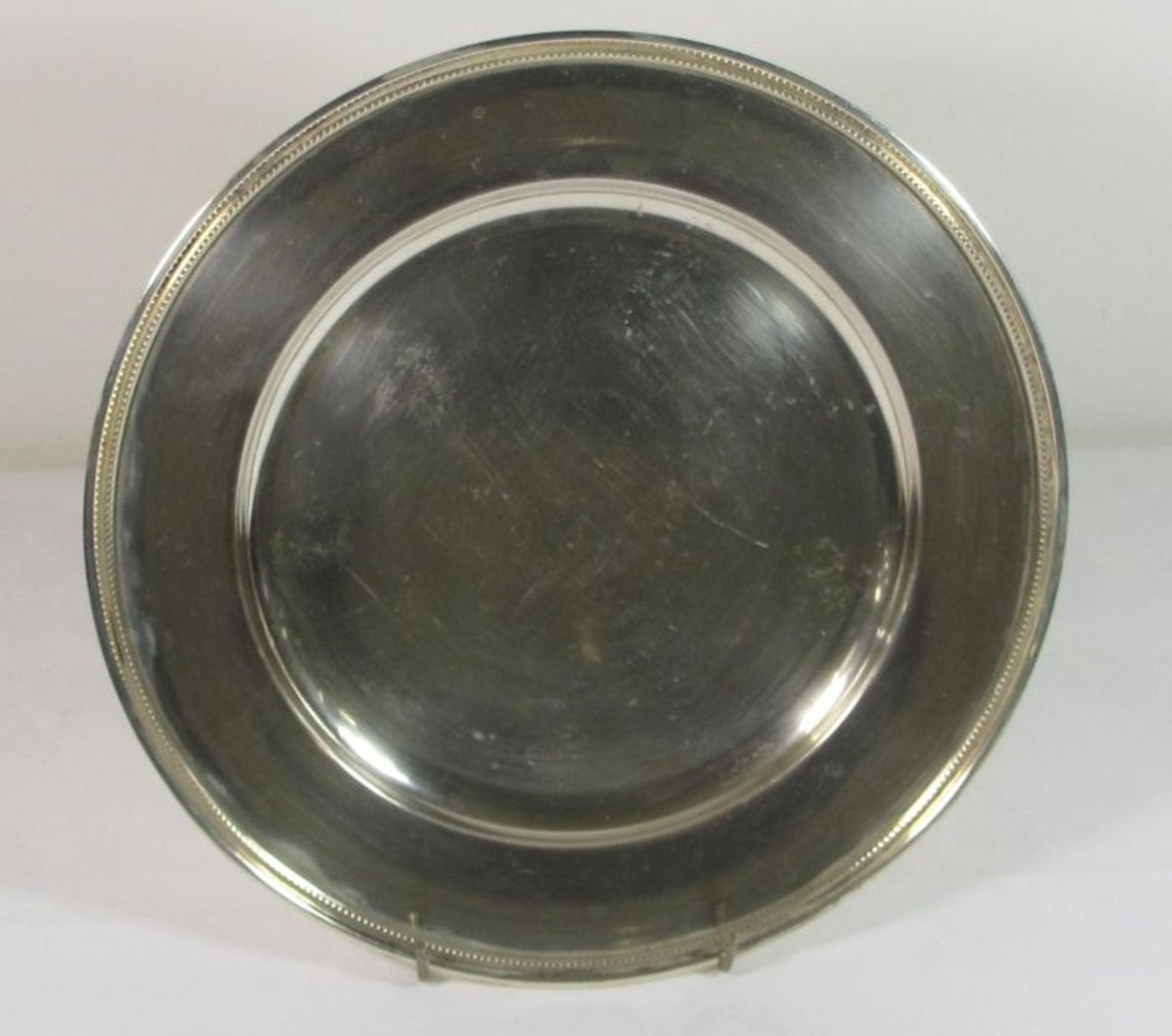 gr. Teller, 830er Silber, Kronen Danmark, 438,5g, D-28cm