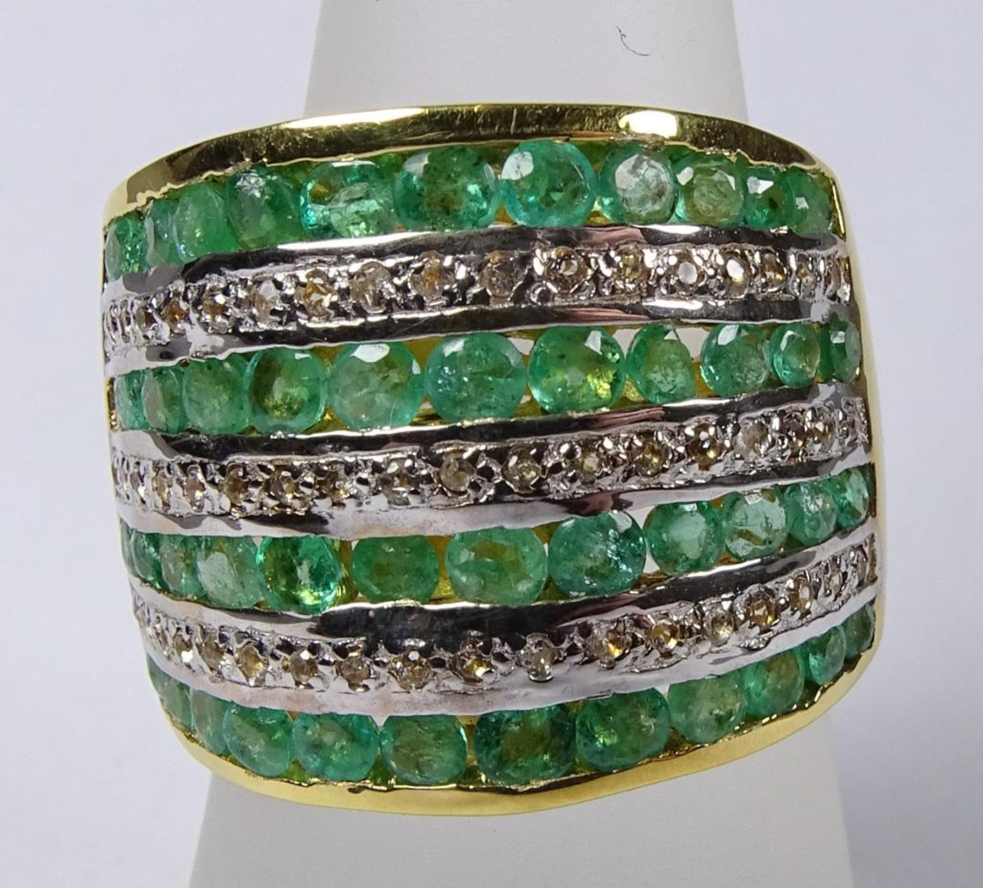 Smaragd Ring,Silber -925- vergoldet, RG 54 , 8,2gr.