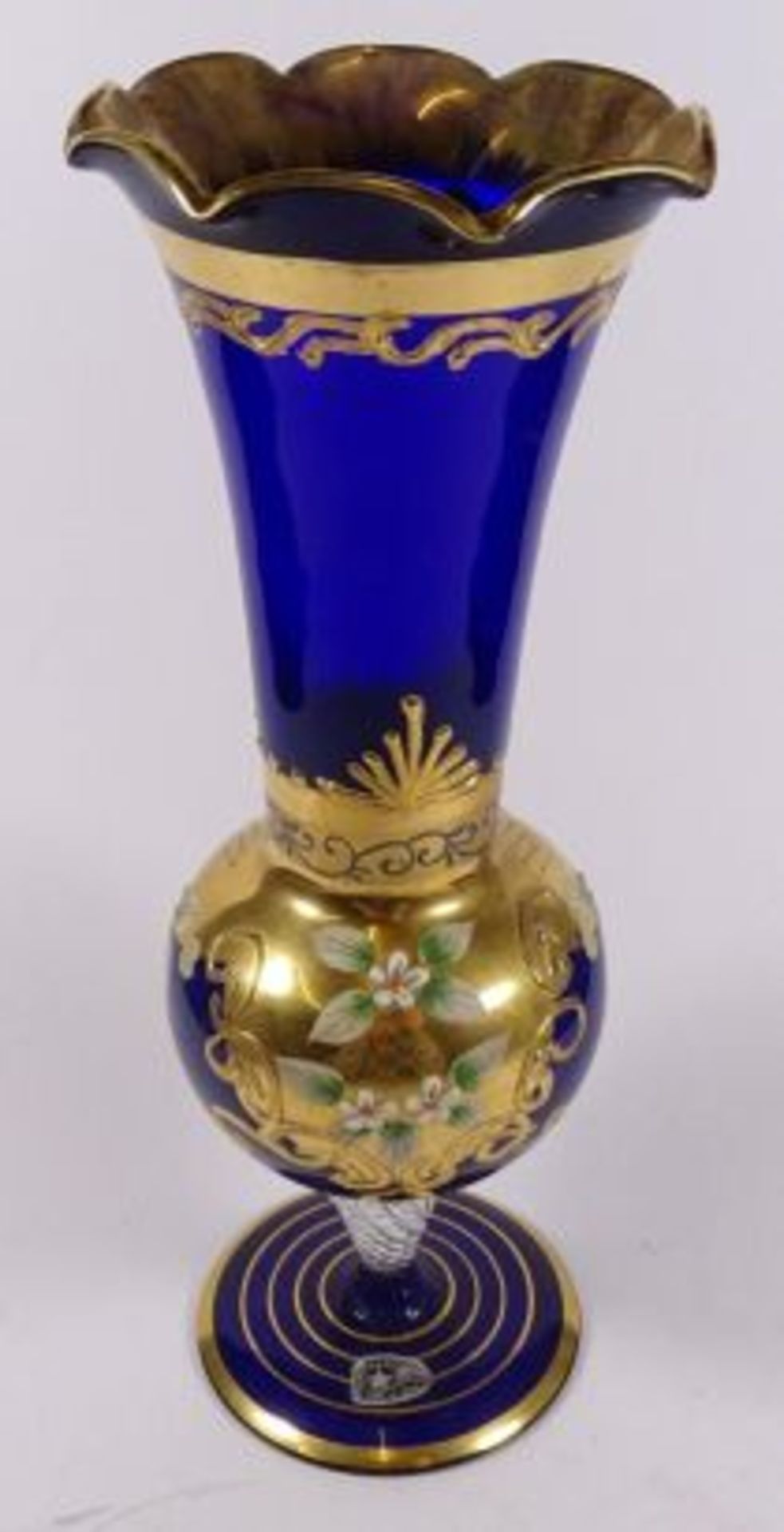 Vase auf Strand, blau mit Gold und Emaille, Etikett "Made in Japan", H-24 cm - Bild 3 aus 5