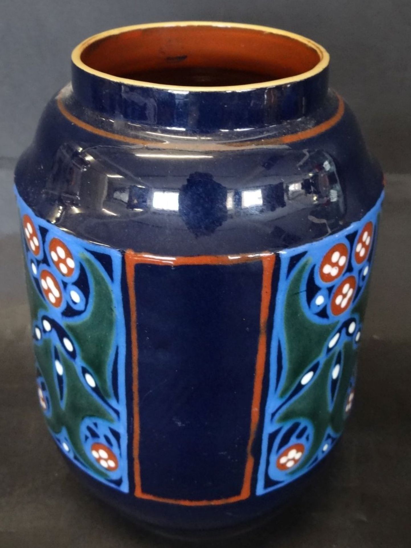 Fayence-Vase "Karlsruhe" Prägemarke, Entwurf?, H-19,5 c - Bild 2 aus 4