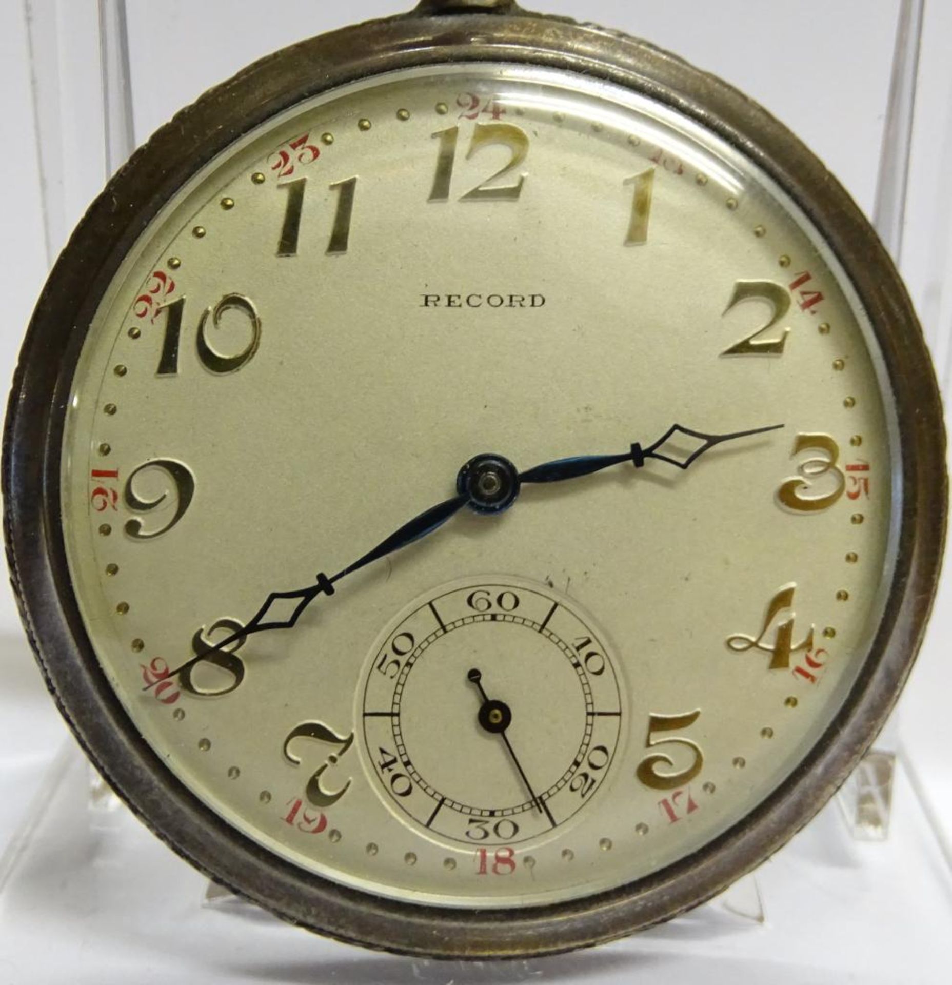 Taschenuhr,Silber-900-"Record Watch",Handaufzug,Werk läuft,d-49mm,guter Zustan - Bild 2 aus 5