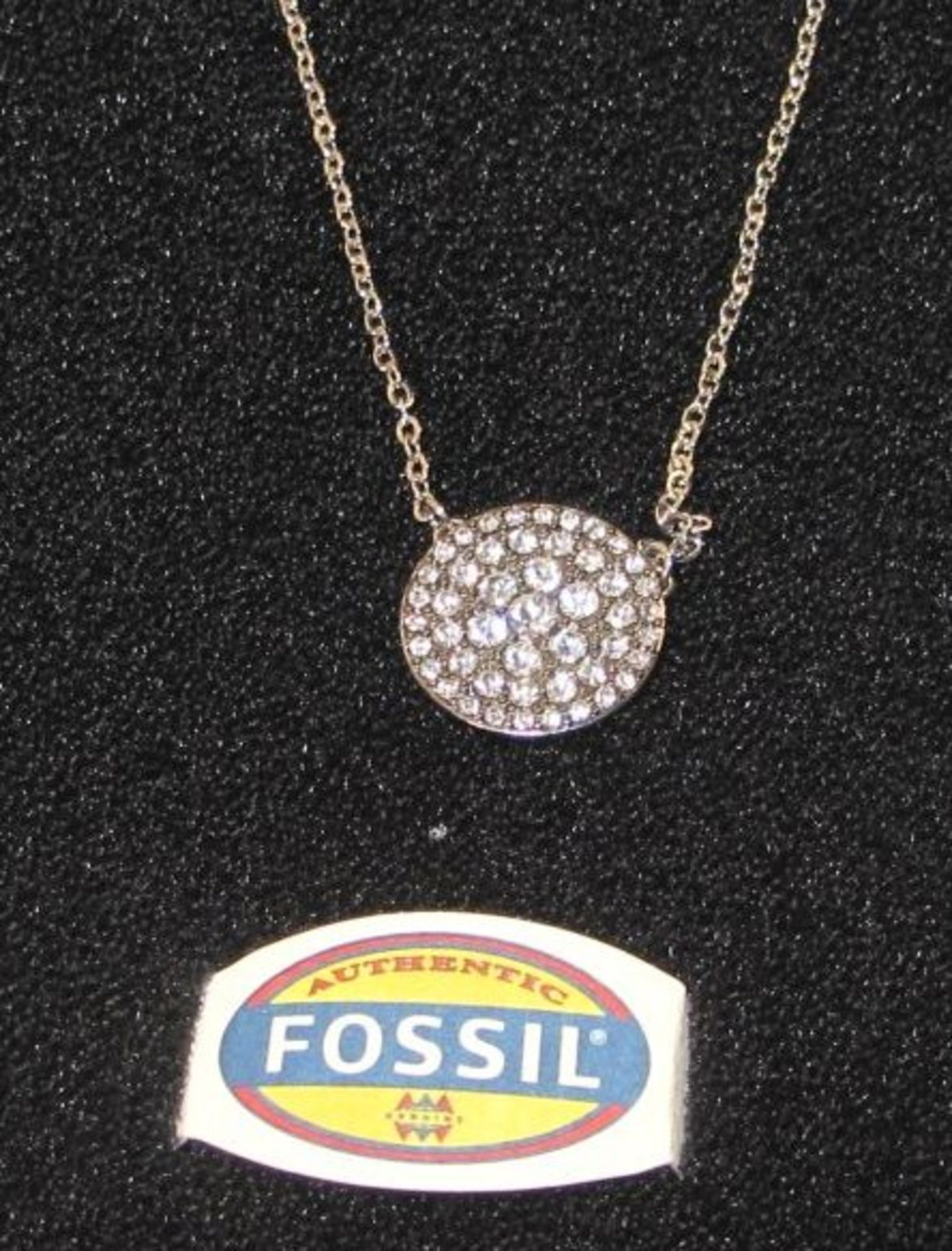 Collier-Kette "Fossil", Zirkoniabesatz, orig. Box - Bild 2 aus 2