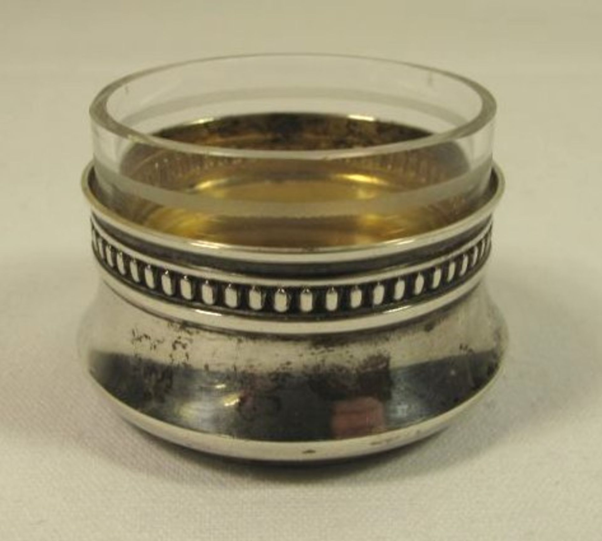 Gewürzschälchen mit Glaseinsatz, 800er Silber, ohne Einsatz 8,3g, H-3cm D-3,4cm