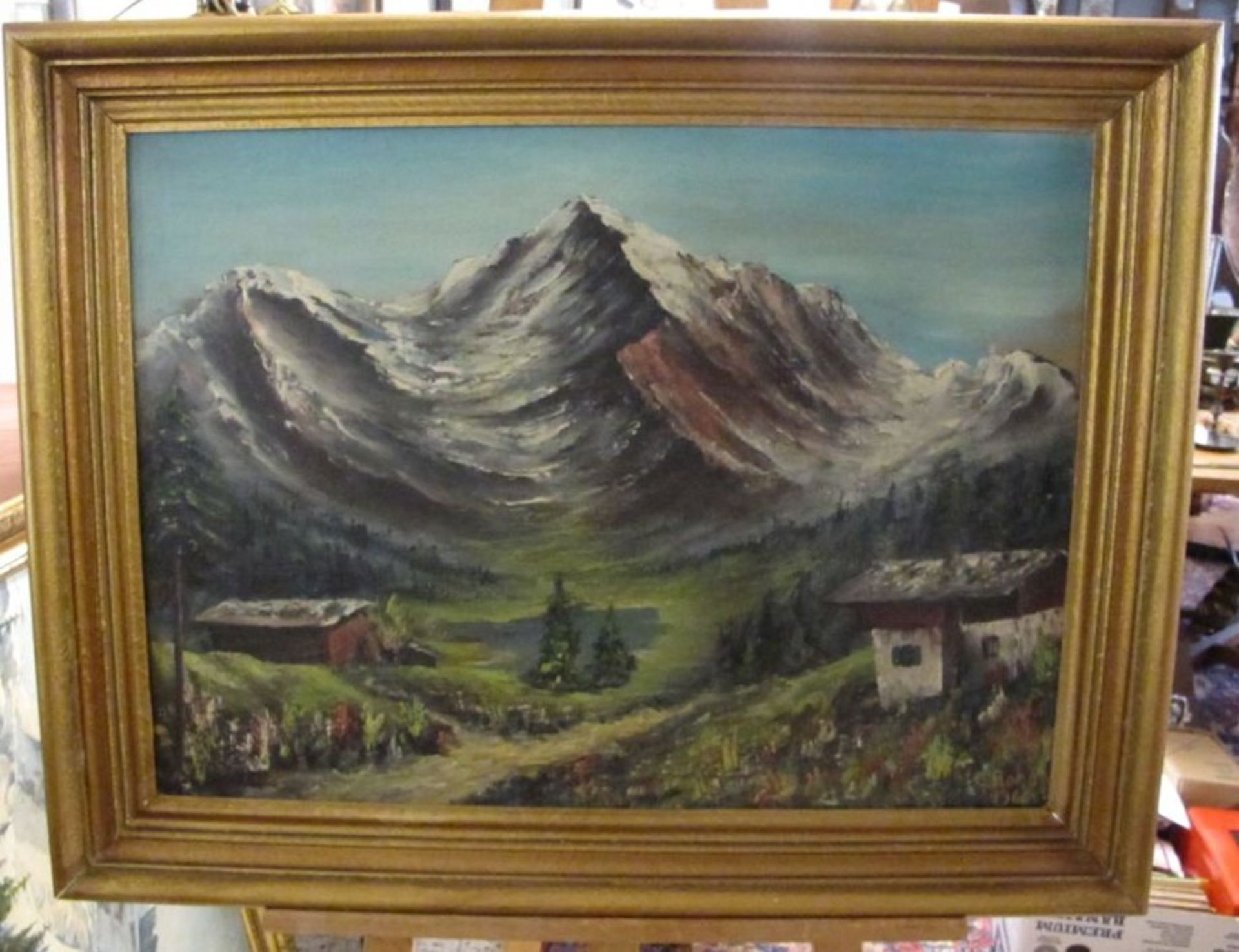 G.Bohne 1966 "Gebrirgslandschaft", Öl/Leinwand, gerahmt, RG 69 x 88cm. - Bild 3 aus 3