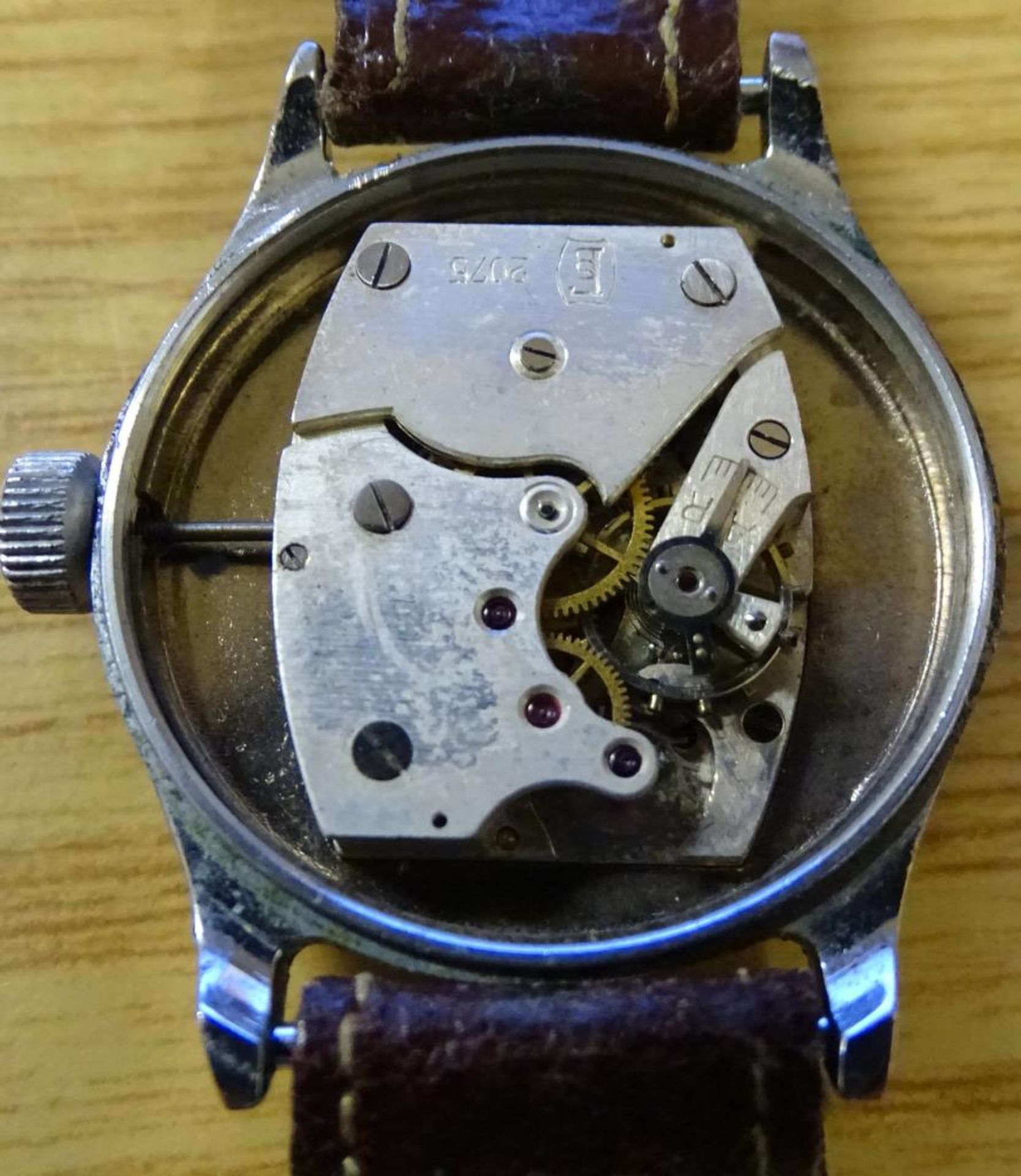 Armbanduhr,schwarzes Zifferblatt,Edelstahl,Werk steht,(nicht aufziehbar),Handaufzug,Alters-u. - Bild 7 aus 8