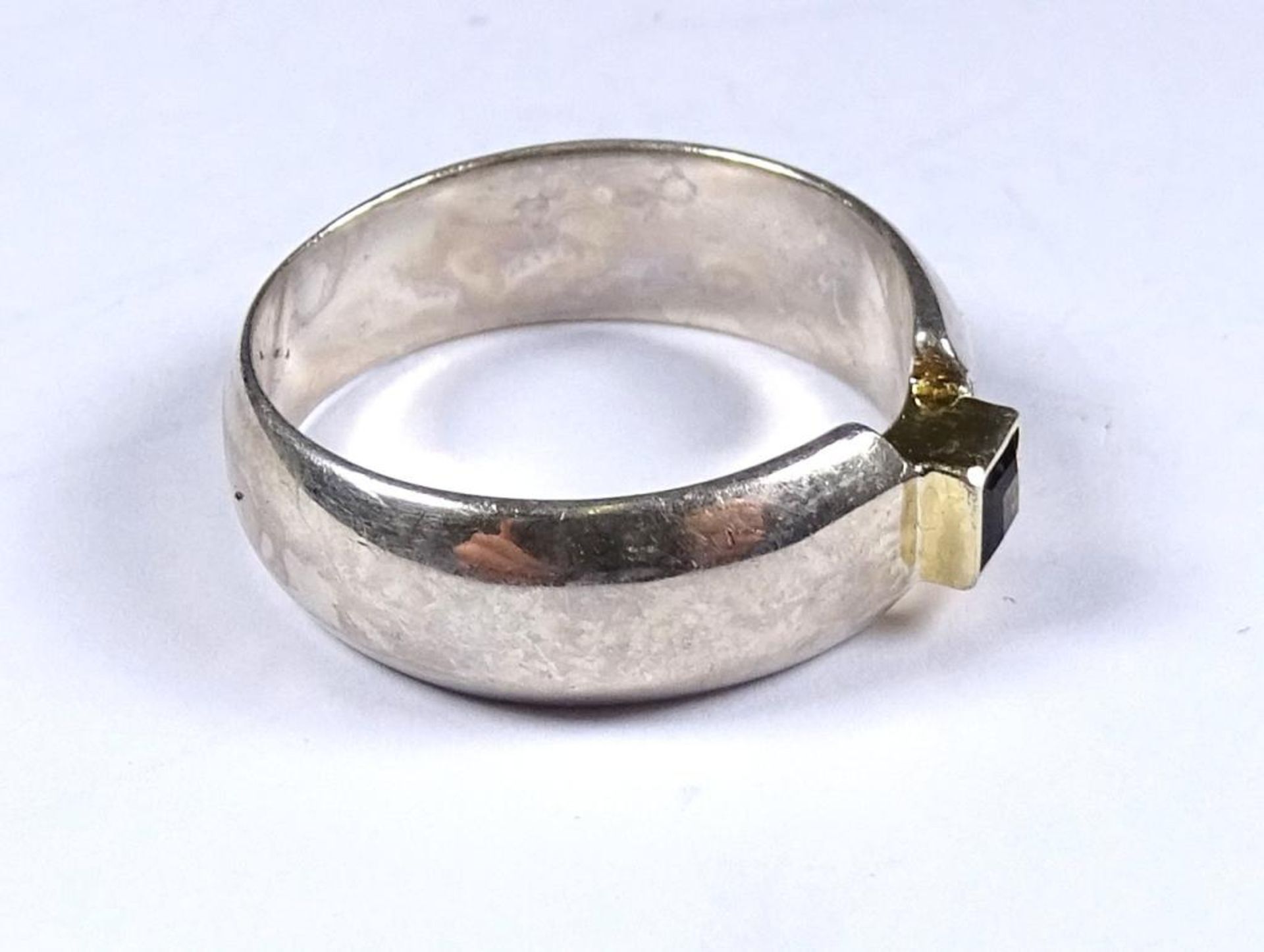 Ring,Silber -925- mit grünem Stein,tw.vergoldet, 4,6gr., RG 5 - Bild 2 aus 3