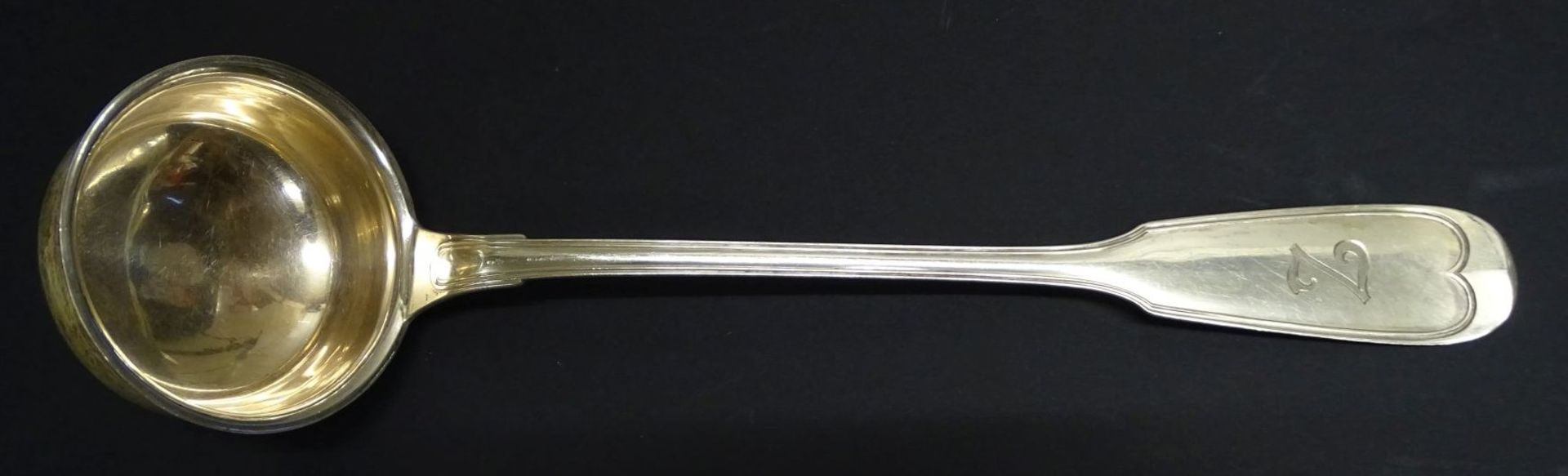 Silberkelle-800-, Augsburger Faden, L-33 cm, 178 gr. , mit Zier-Monogramm