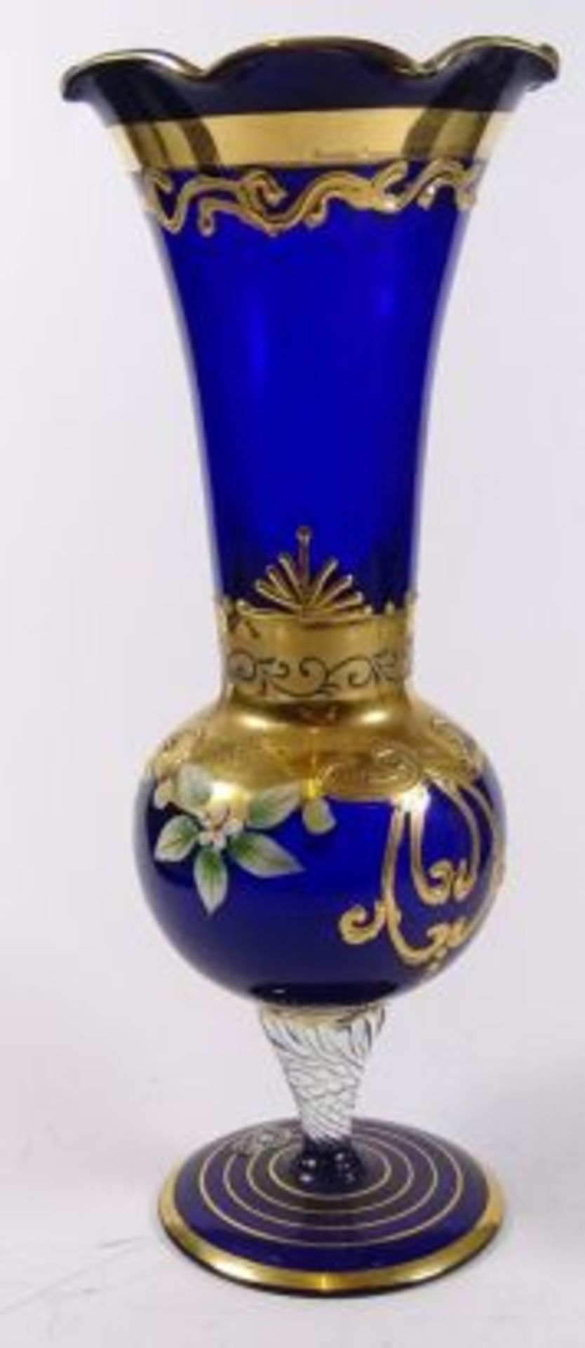 Vase auf Strand, blau mit Gold und Emaille, Etikett "Made in Japan", H-24 cm - Bild 4 aus 5