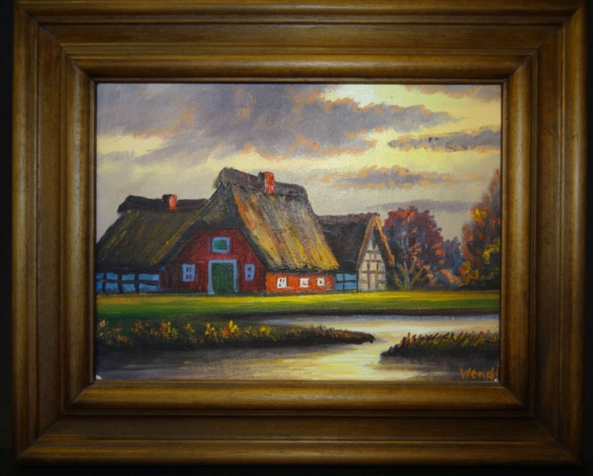 Willi Wendt (geb. 1920) "Bauernhaus am Weiher" Öl/Platte, RG 25x31 c - Bild 2 aus 4