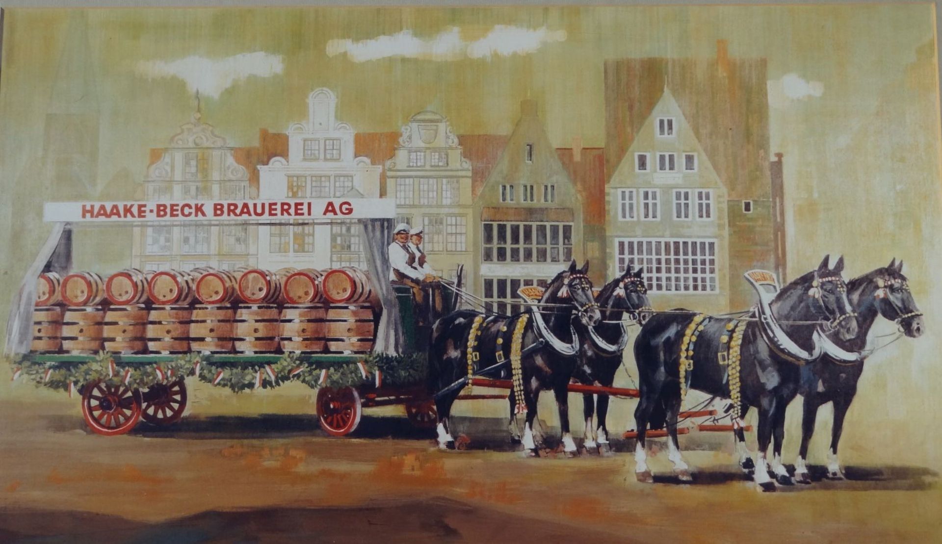 2 gr. Kunstdrucke mit Bierwerbung, ger/Glas, RG 58x79 cm und 67x80 cm - Bild 3 aus 4