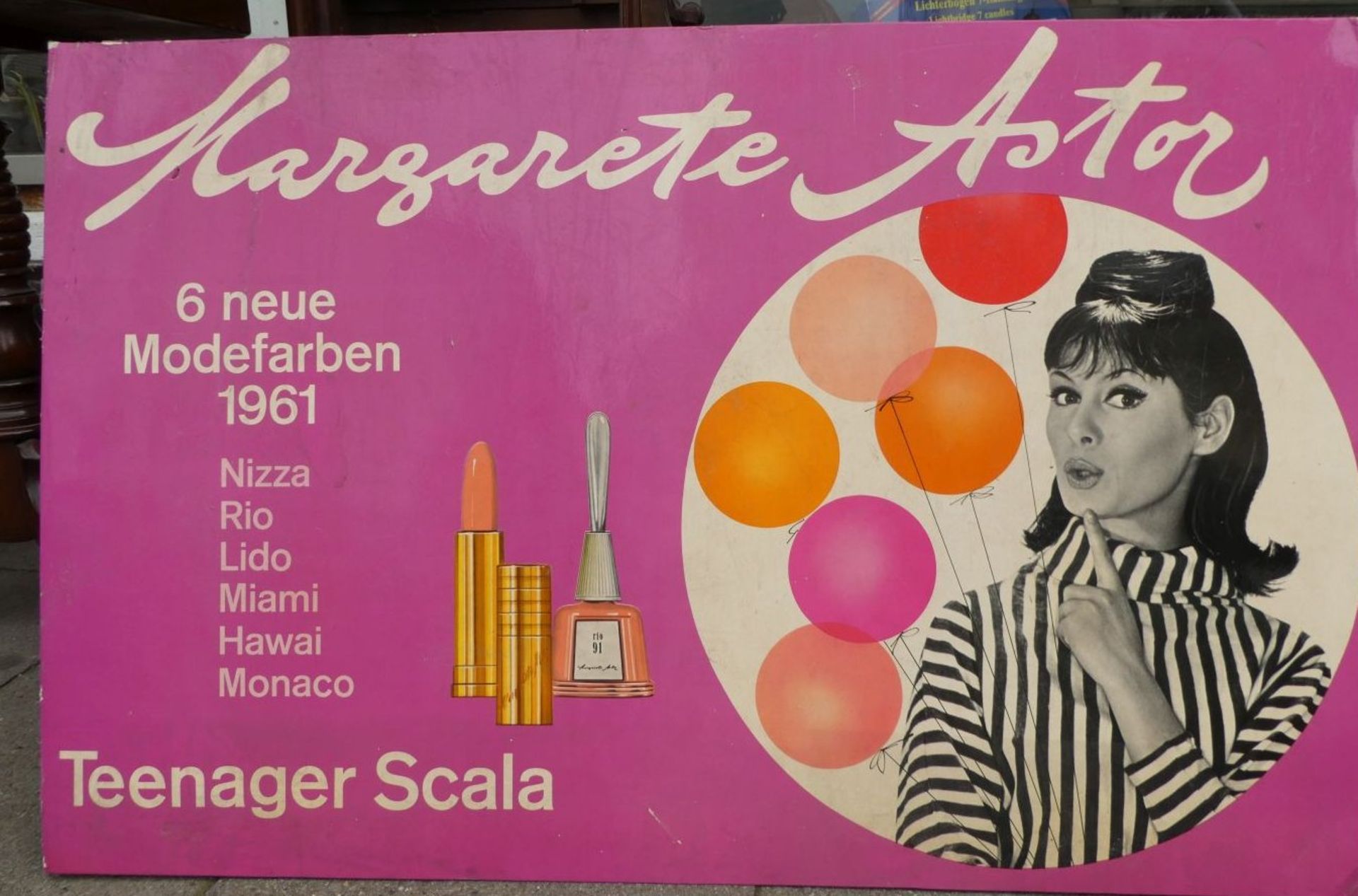 Tresenaufsteller bzw. Wandwerbung "Margarete Astor" 1961, Pappe, 55x85 cm - Bild 2 aus 3