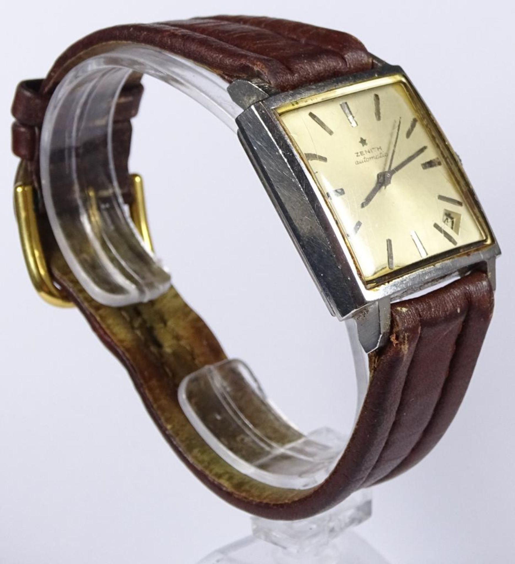 Herren Armbanduhr "Zenith",1960er Jahre,automatik Werk,dieses läuft,Datumsanzeige zwischen 4/5 Uhr, - Bild 3 aus 6