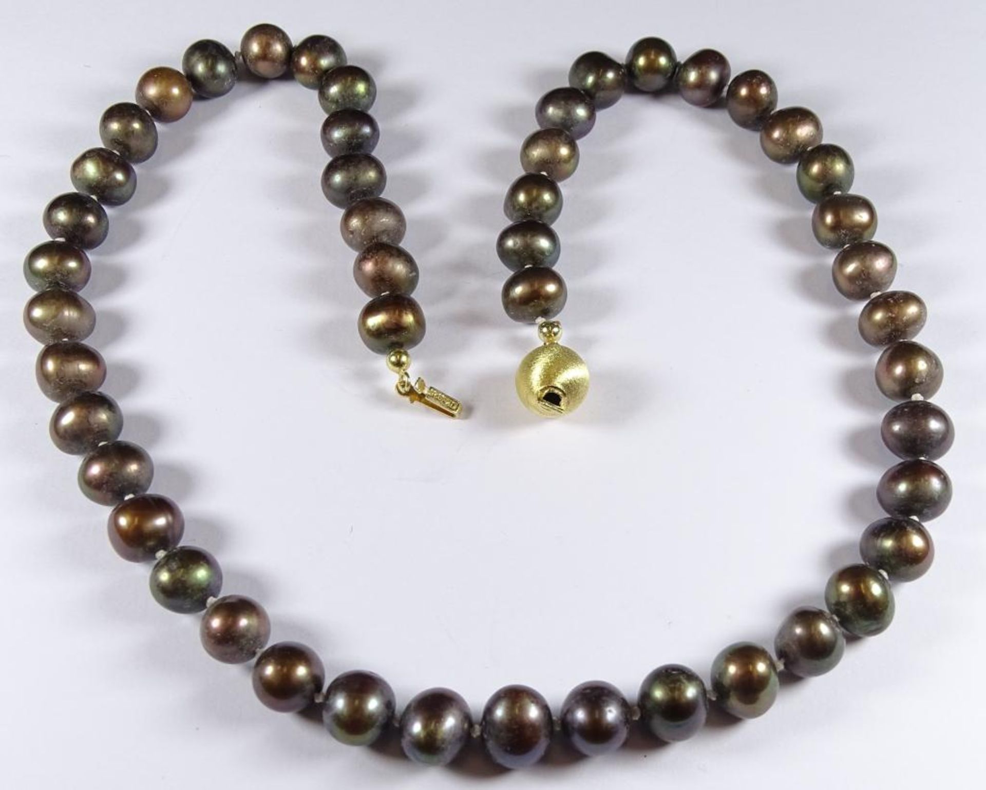 Perlen Halskette mit Silberschliesse -925- vergoldet,L- 48cm