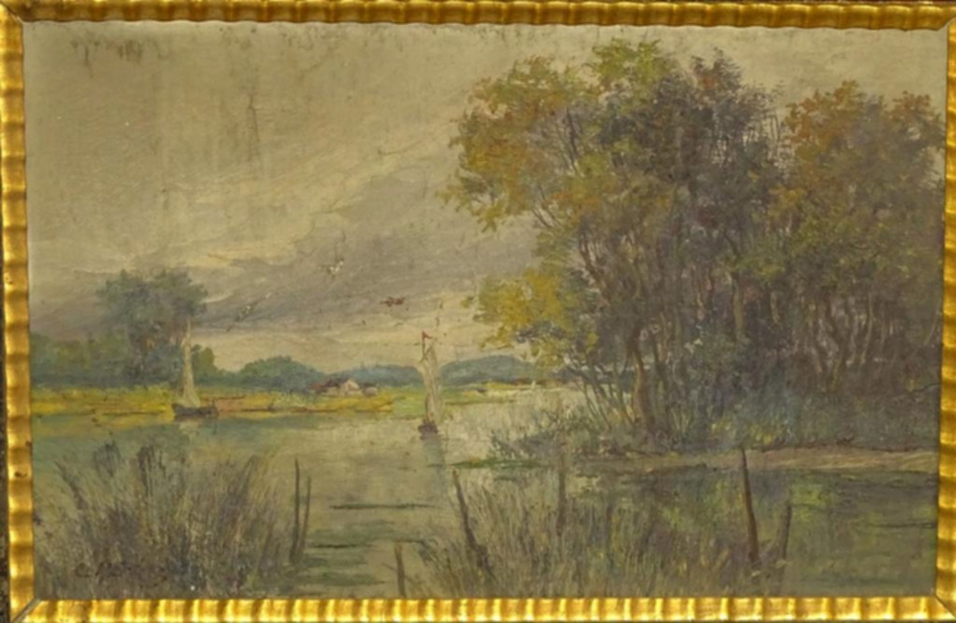 Gerke HENKES (Attrib.) (1844-1927) , zwei kl. Landschaftsgemälde, Öl/Platte, alt und beschädight