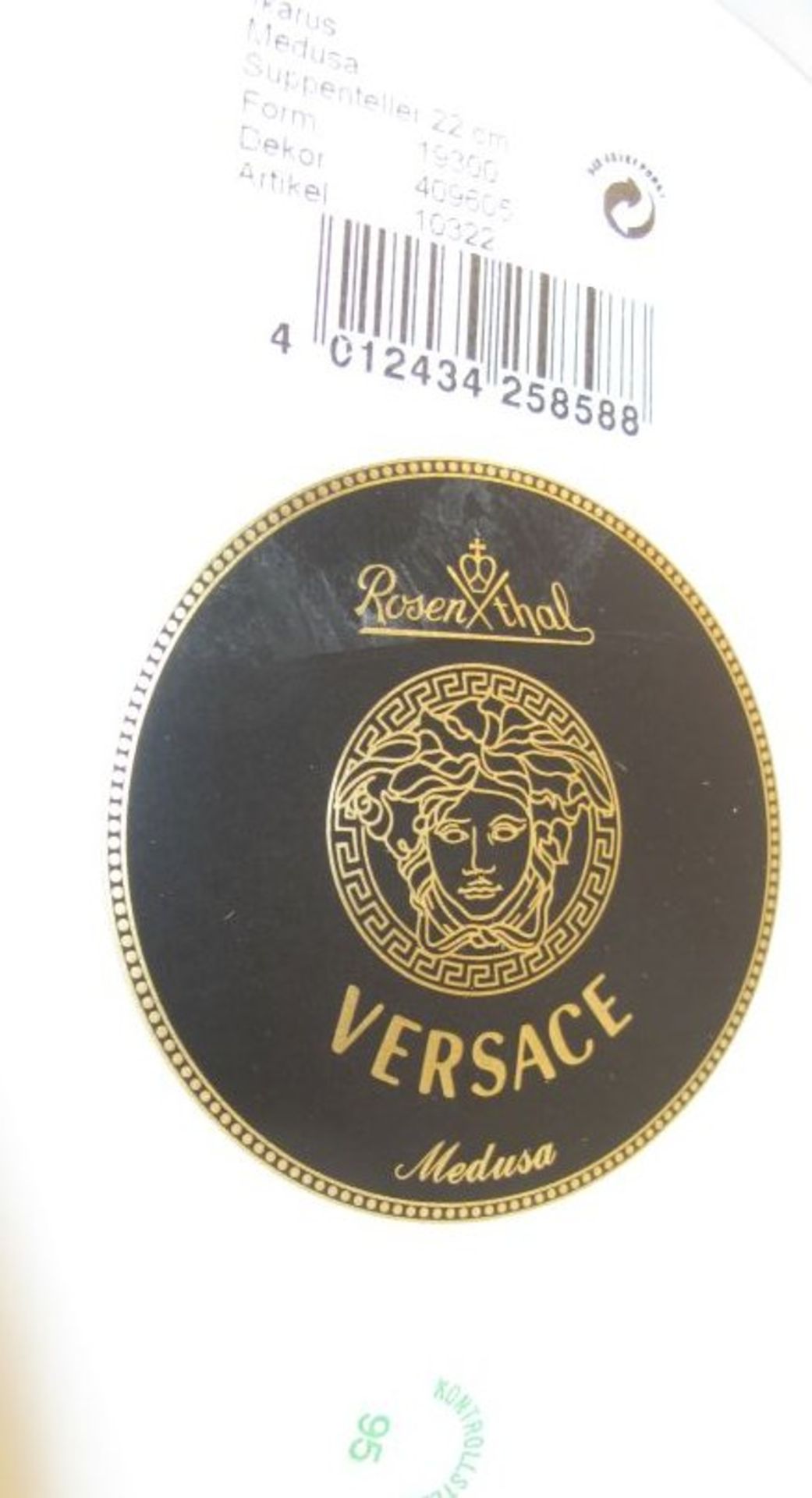 2x tiefe Teller "Rosenthal", Versace, Dekor Medusa, orig. Kartons, je D-22,5cm. - Bild 2 aus 2