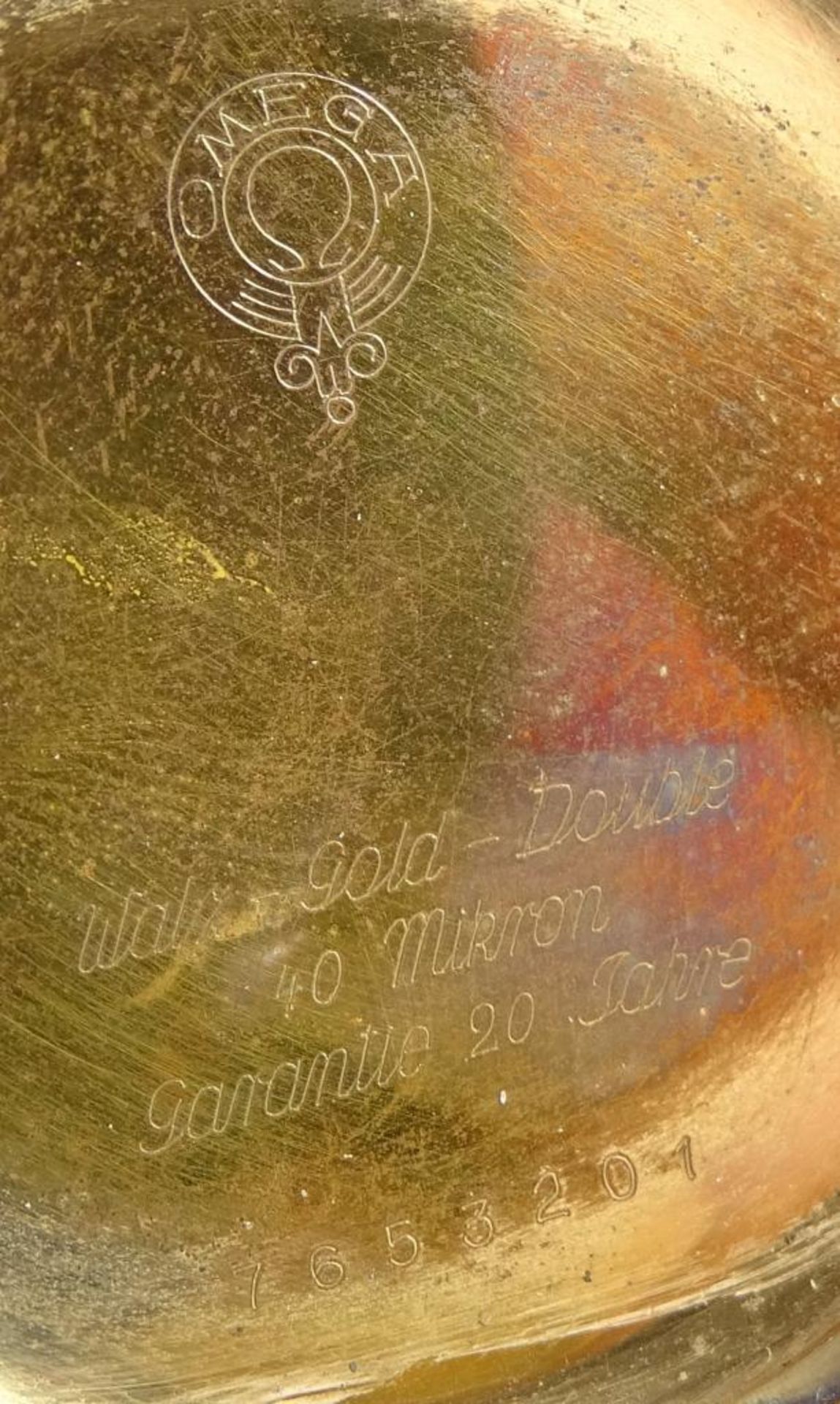 HTU"Omega",vergoldet,Handaufzug,Werk steht,d-48mm,Tragespuren - Bild 3 aus 5