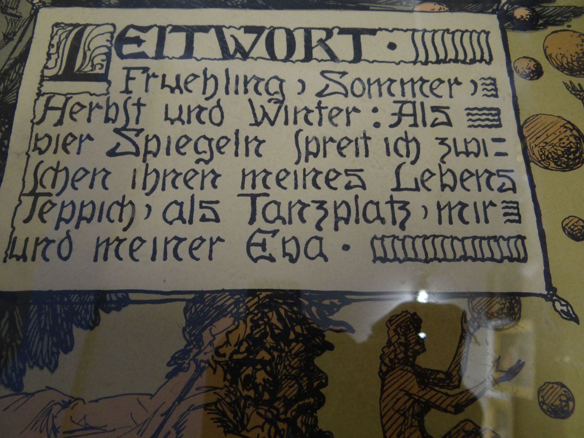 unleserl. signiert, wohl Farbholzschnitt, in Platte "J.B. 1904", ger/Gklas, RG 39x36 cm - Bild 3 aus 5