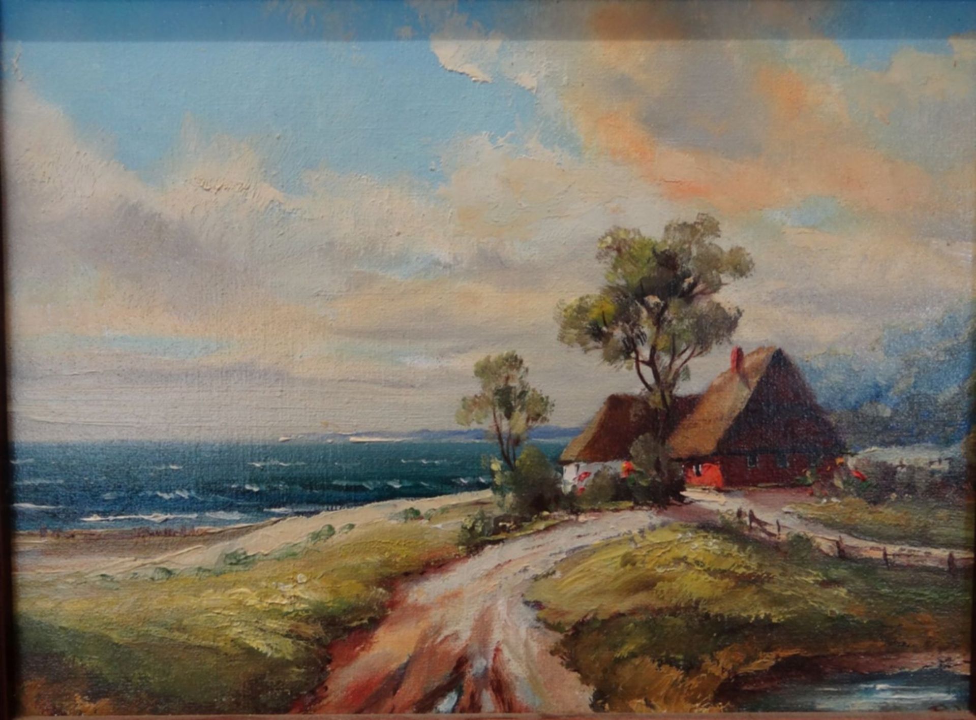 Willi Wendt (geb. 1920),"Fischerhäuser an Nordseeküste", Öl/Platte, gerahmt, RG 25x31 cm,