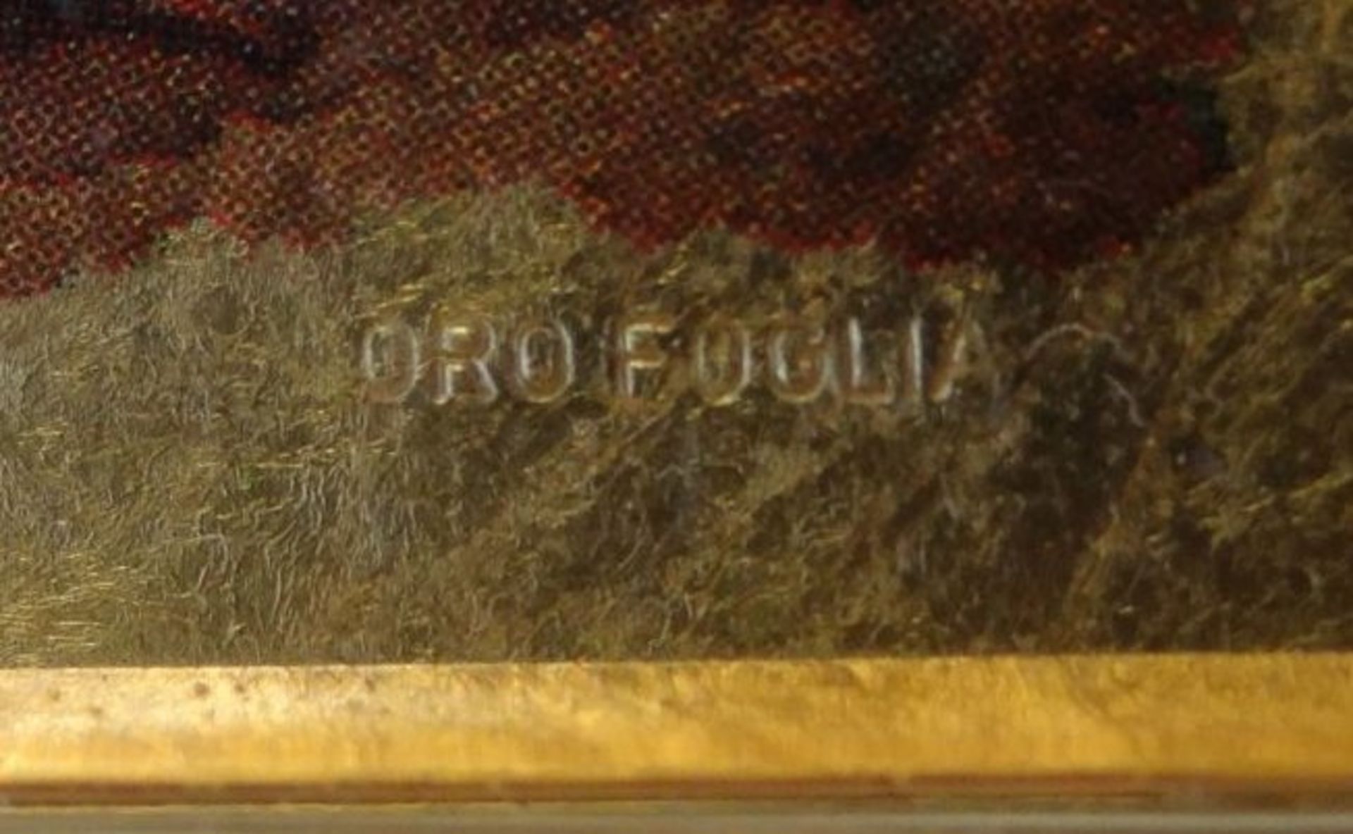 3 kl. Blattgold-Bildchen, signiert, 4x6,5 cm, breit gerahmt, 18,5x20,5 cm - Bild 6 aus 6
