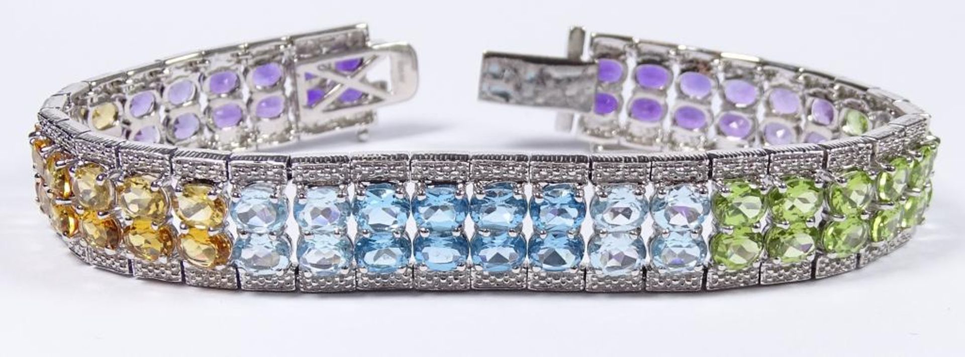 Armband,IV-"Harry Ivens",Silber 925/000,Amethyste,Citrine,Blautopase und Peridots,L-19,3cm, 26, - Bild 4 aus 4