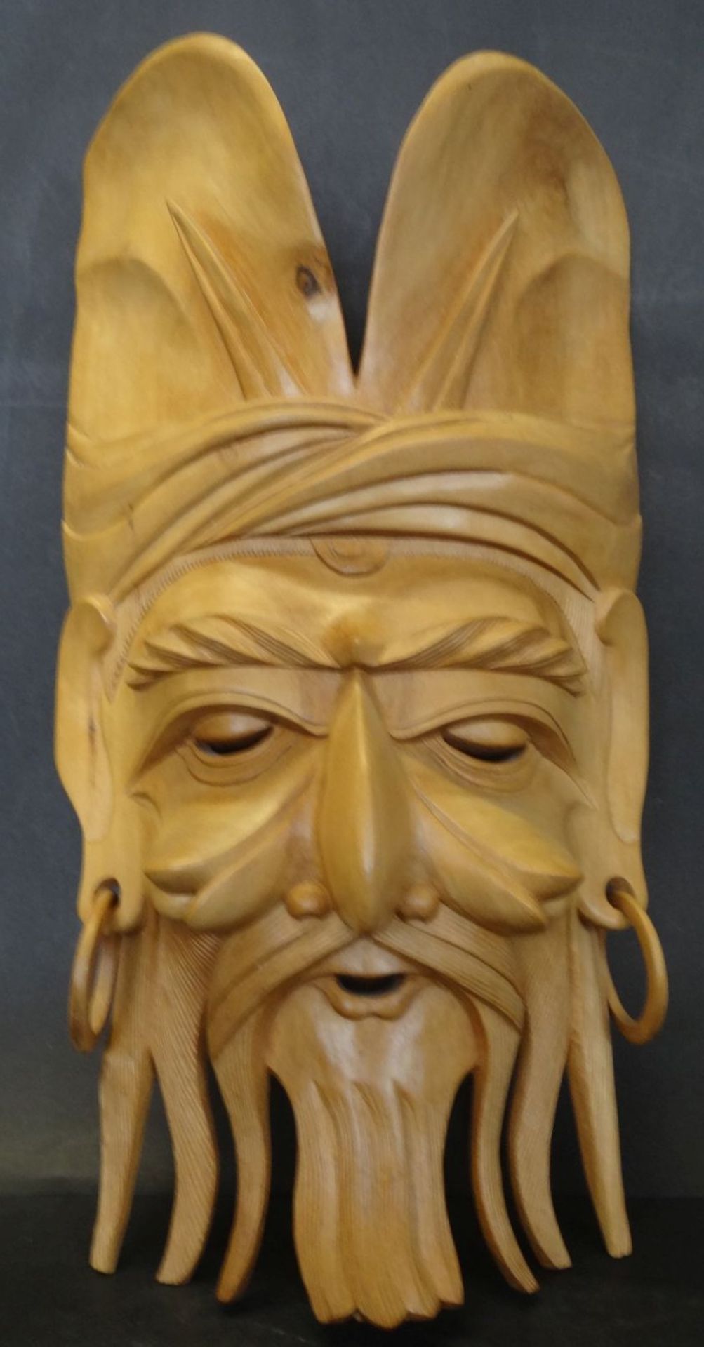 grosse Holzmaske, wohl Indonesien, RG 43x26 cm - Bild 2 aus 3