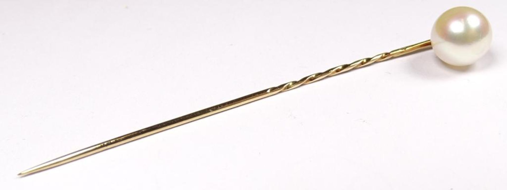 Goldnadel -585- mit Perle in Schachtel, L. 62mm, 1,52gr. - Bild 2 aus 2