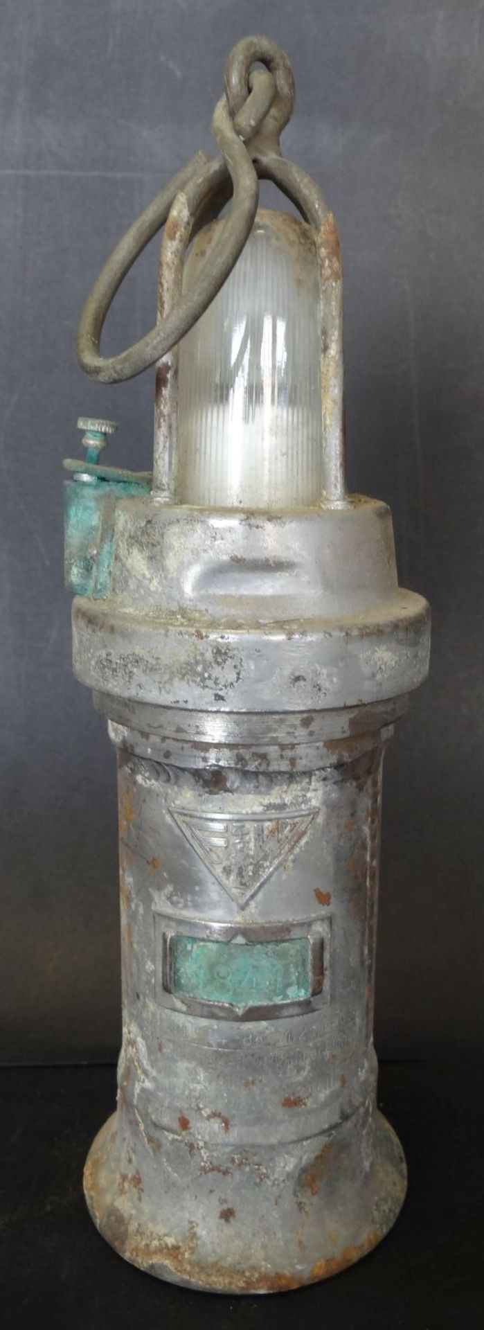 alte Grubenlampe, ungepflegte Erhaltung, H-28 cm, ohne Haken - Bild 3 aus 5