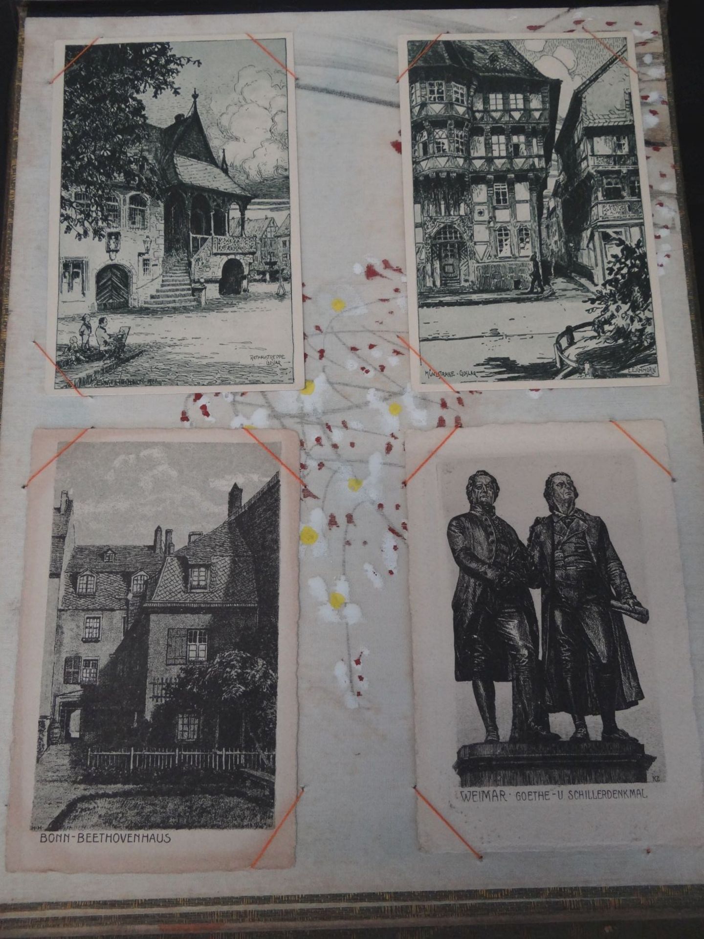 altes, beschädigtes Postkartenalbum mit 52 Postkarten, überwiegend alles orig. Radierungen, 27x35 - Bild 7 aus 9