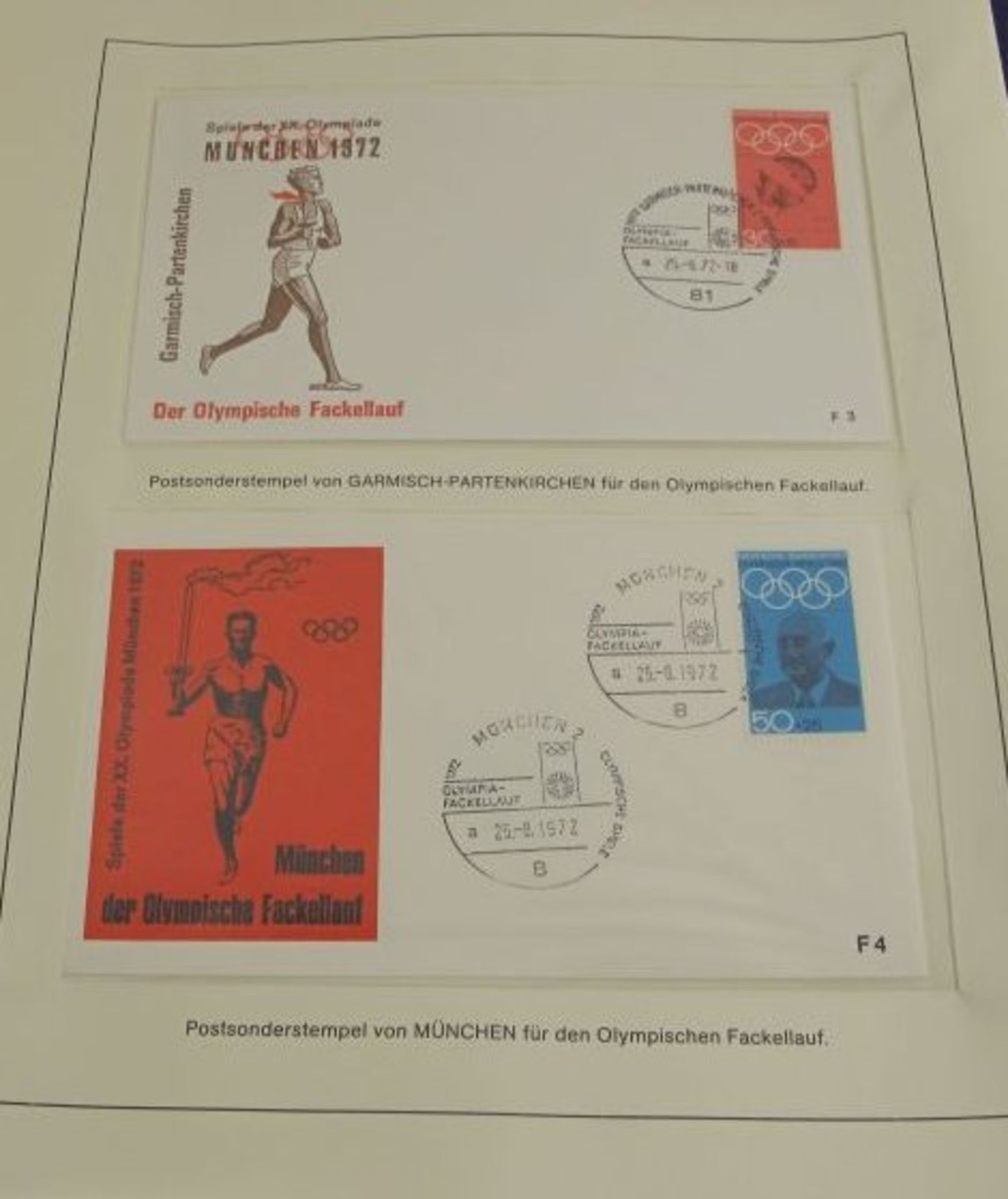 Album mit Belegen "Olympiade 1972", mit Sonderstempel zum Fackellauf. - Bild 4 aus 4