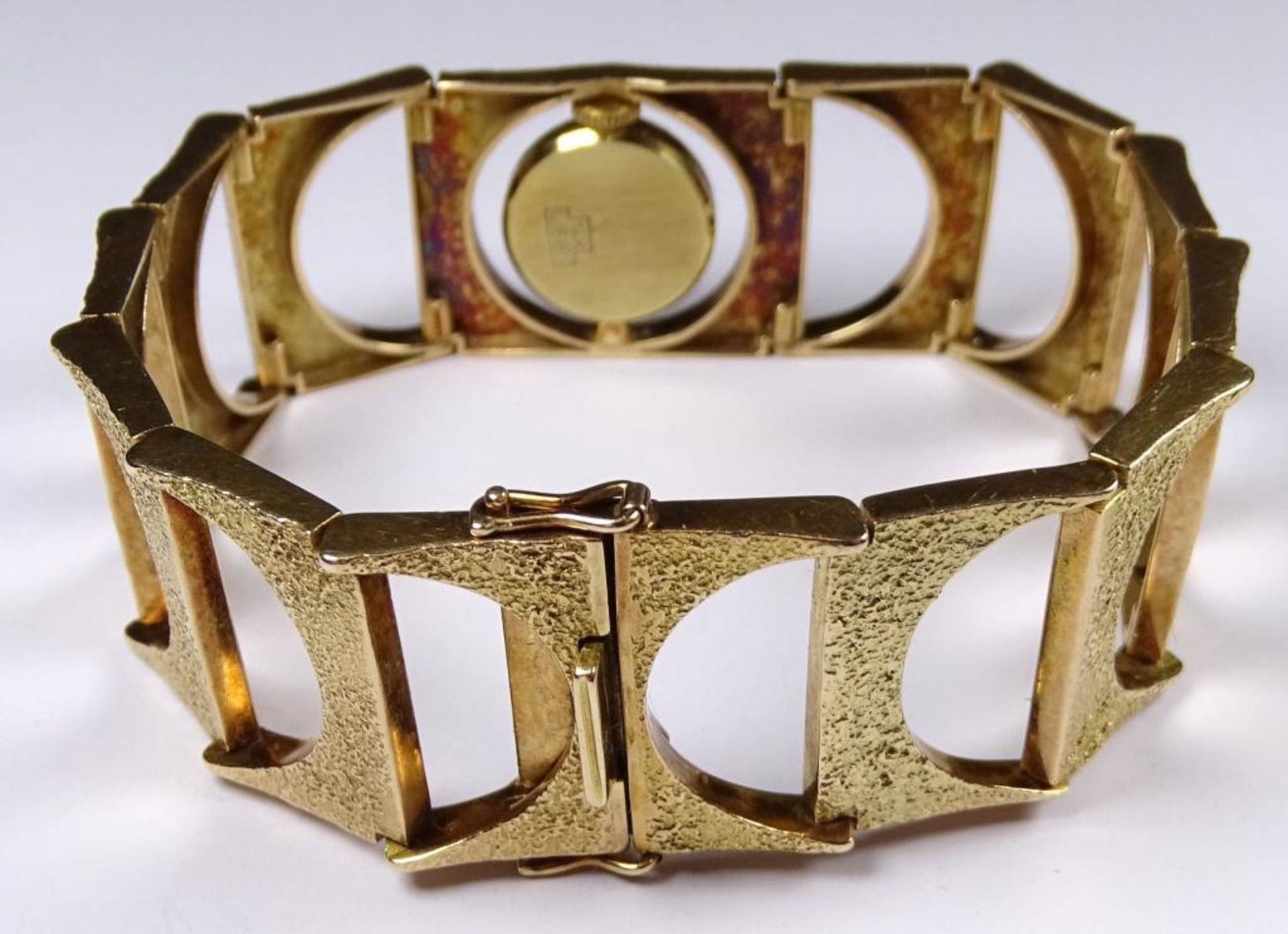Damen Armbanduhr, Band und Gehäuse Gold -585-,Handaufzug,Werk läuft,L-19cm,b-2,2cm, ges.gew.41,7g - Bild 4 aus 6