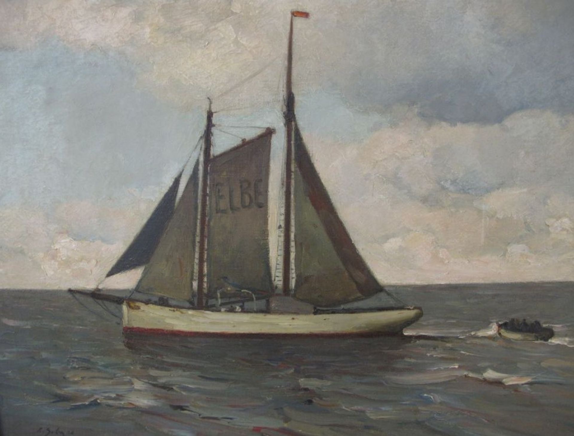 Rudolf Anton GUBA (1884-1950) "Lotsenschoner", Öl/Leinwand, gerahmt, RG 81 x 96cm.