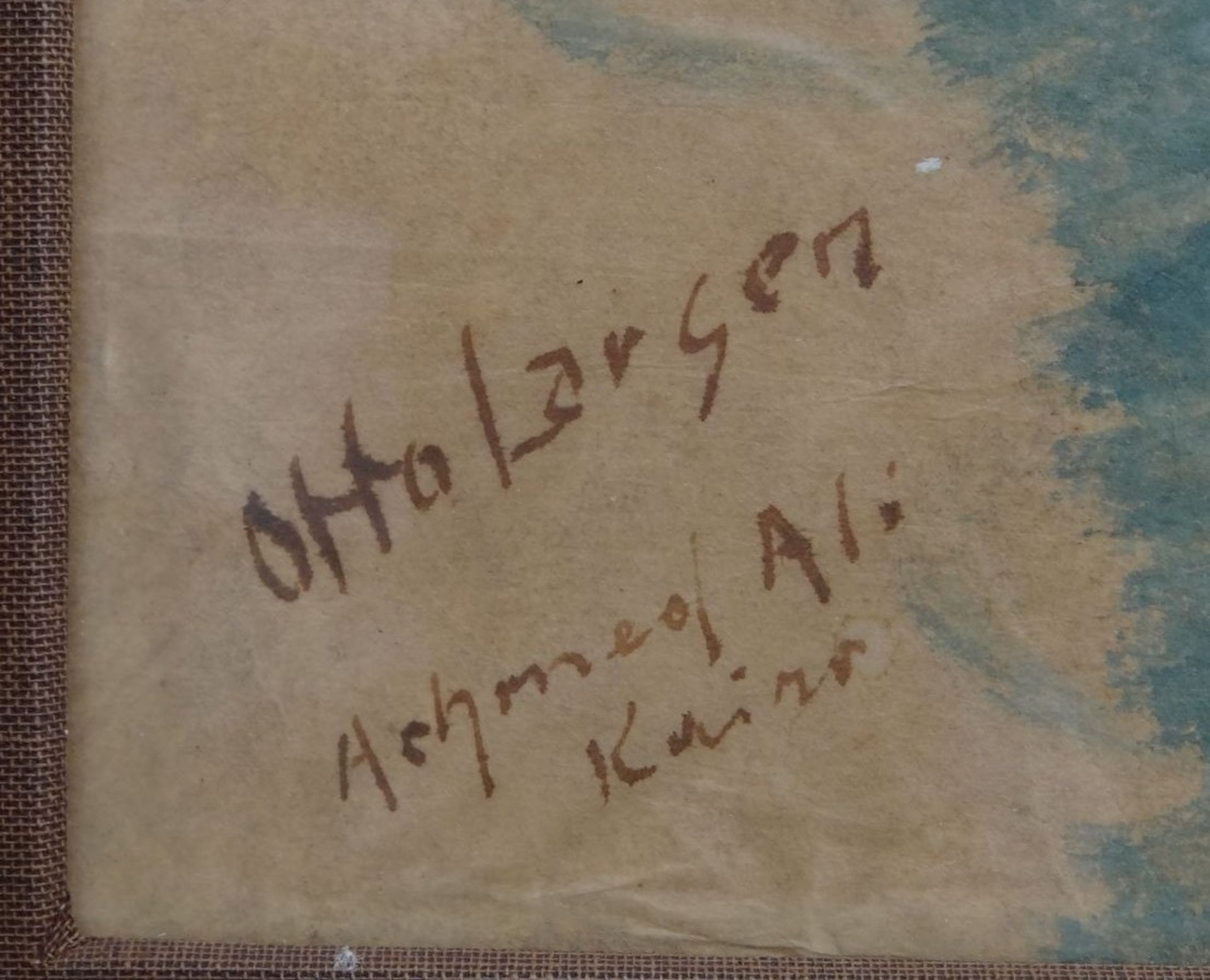 Otto LARSEN (1889-1970) , Portrait des Achmed Ali, Kairo, Aquarell, ger/Glas, RG 57x43 cm - Bild 3 aus 4
