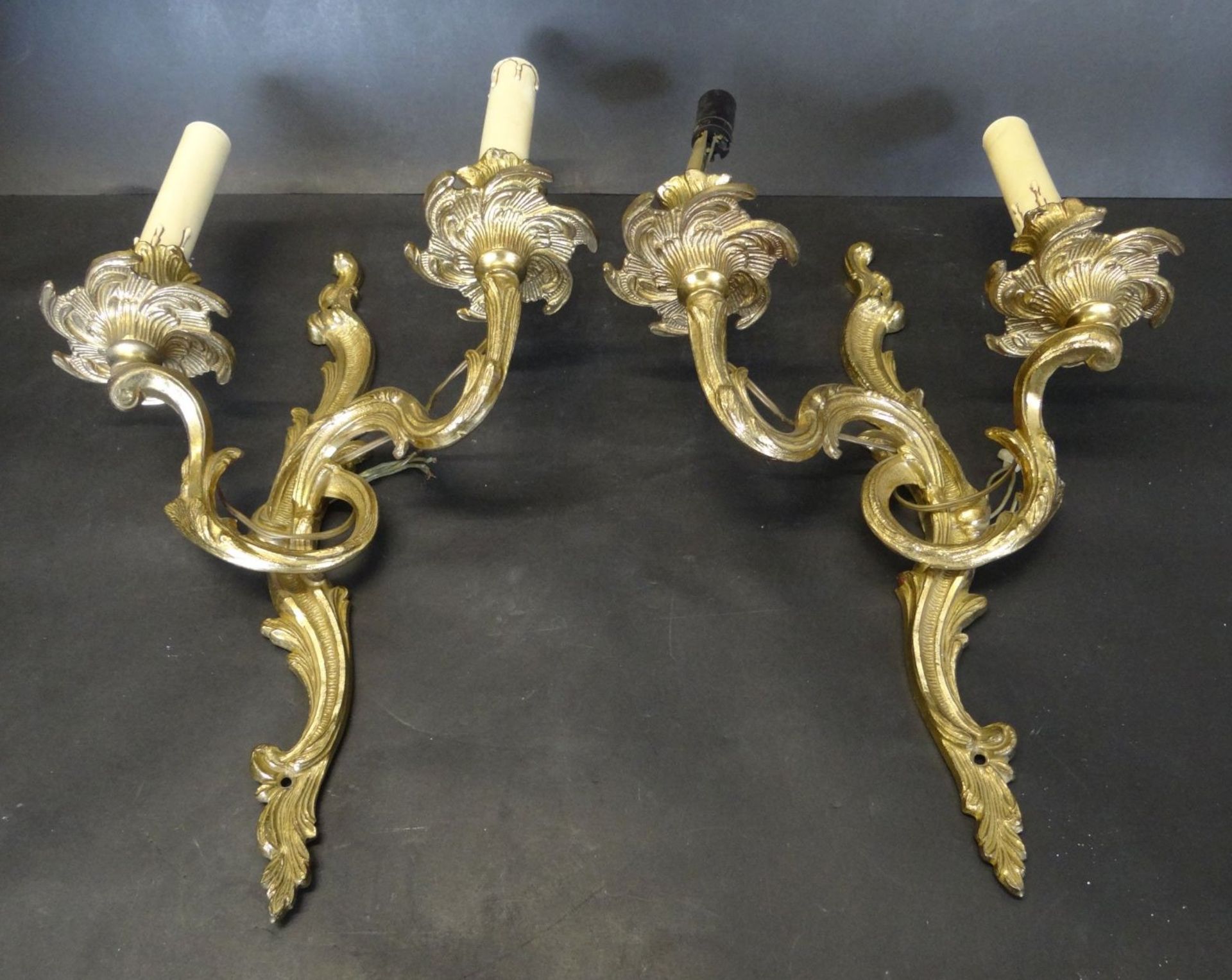 Paar Bronze-Wandlampen, 37x27 cm