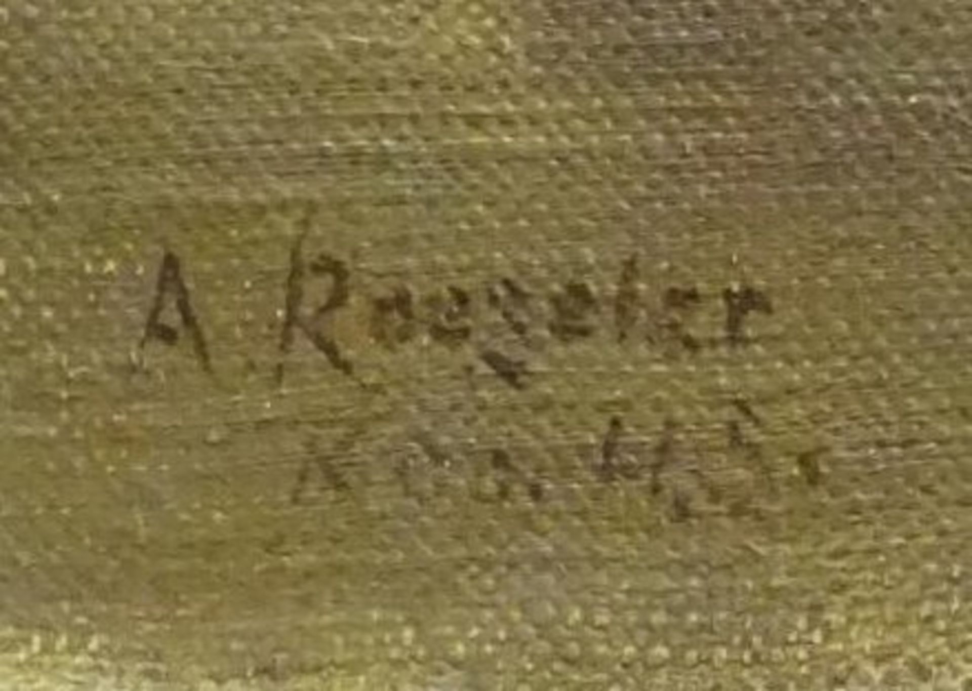 August ROESELER (1866-1934) Stilleben mit Dackel, Öl/Leinen, 27,5x24 c - Bild 3 aus 3