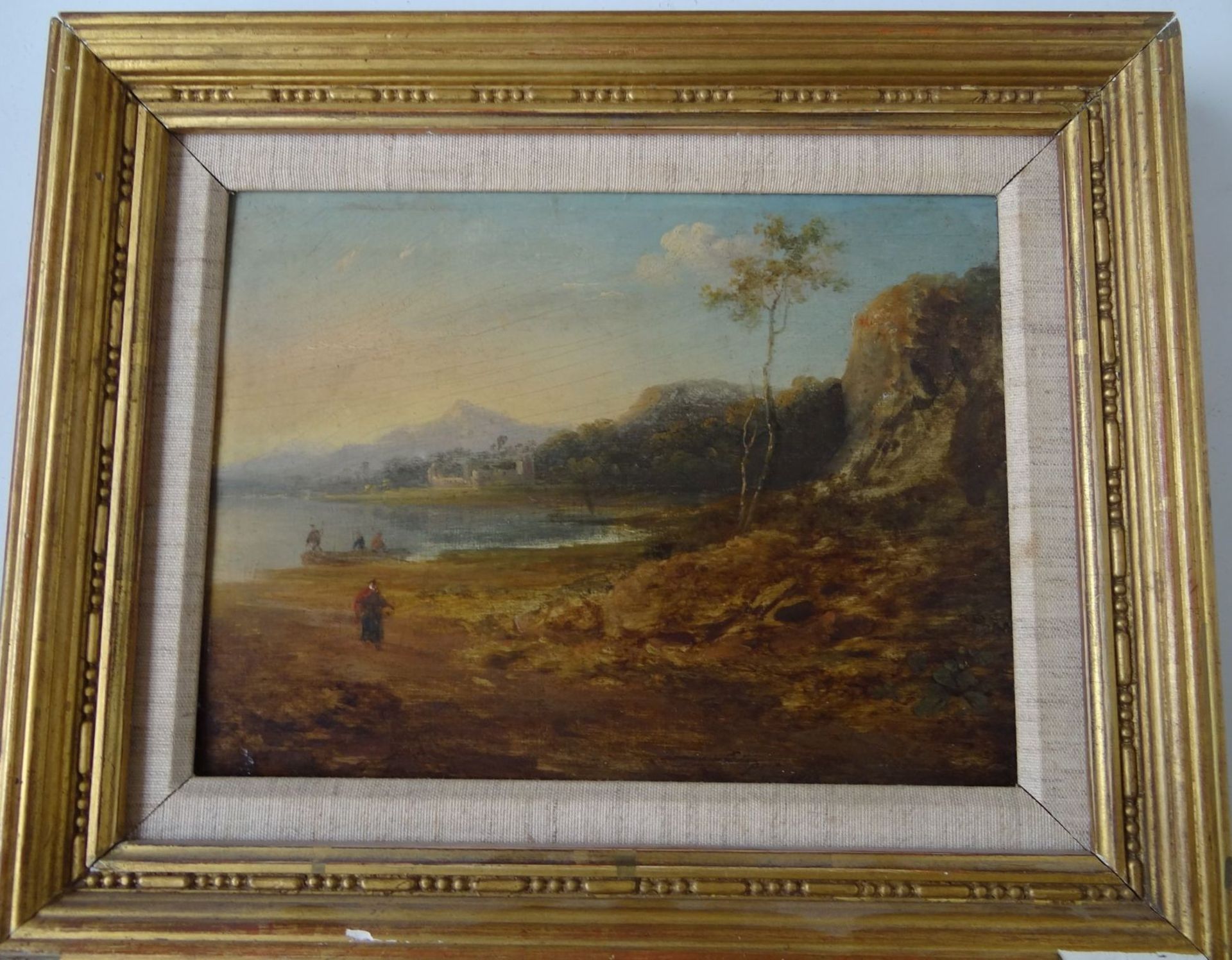 John LAPORTE (1761-1839) "Küstenszene" Öl/Holz, 18x25 cm, alt und beschädigt gerahmt, RG 29x36 - Bild 2 aus 5