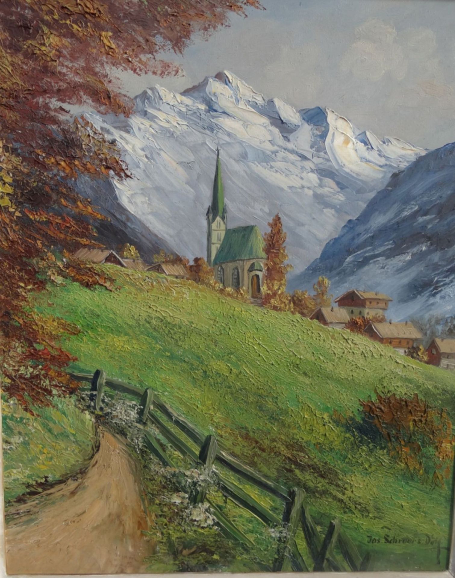 Jos. Schroers "Bergkirchen" Öl/Leinen, gerahmt, 83x73 c